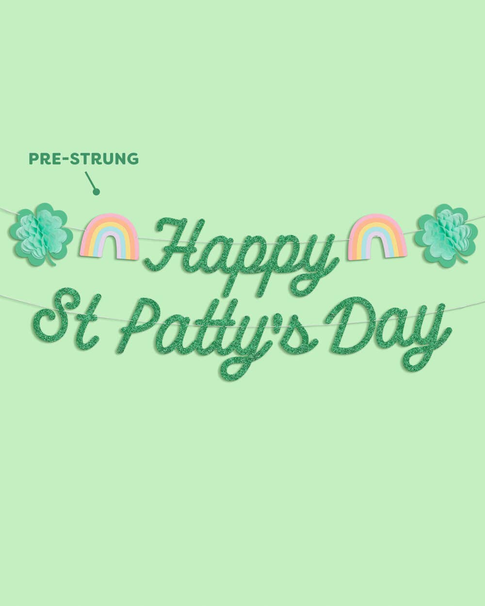 Happy St. Patty's Day Glitter Banner Set - bubblegum market