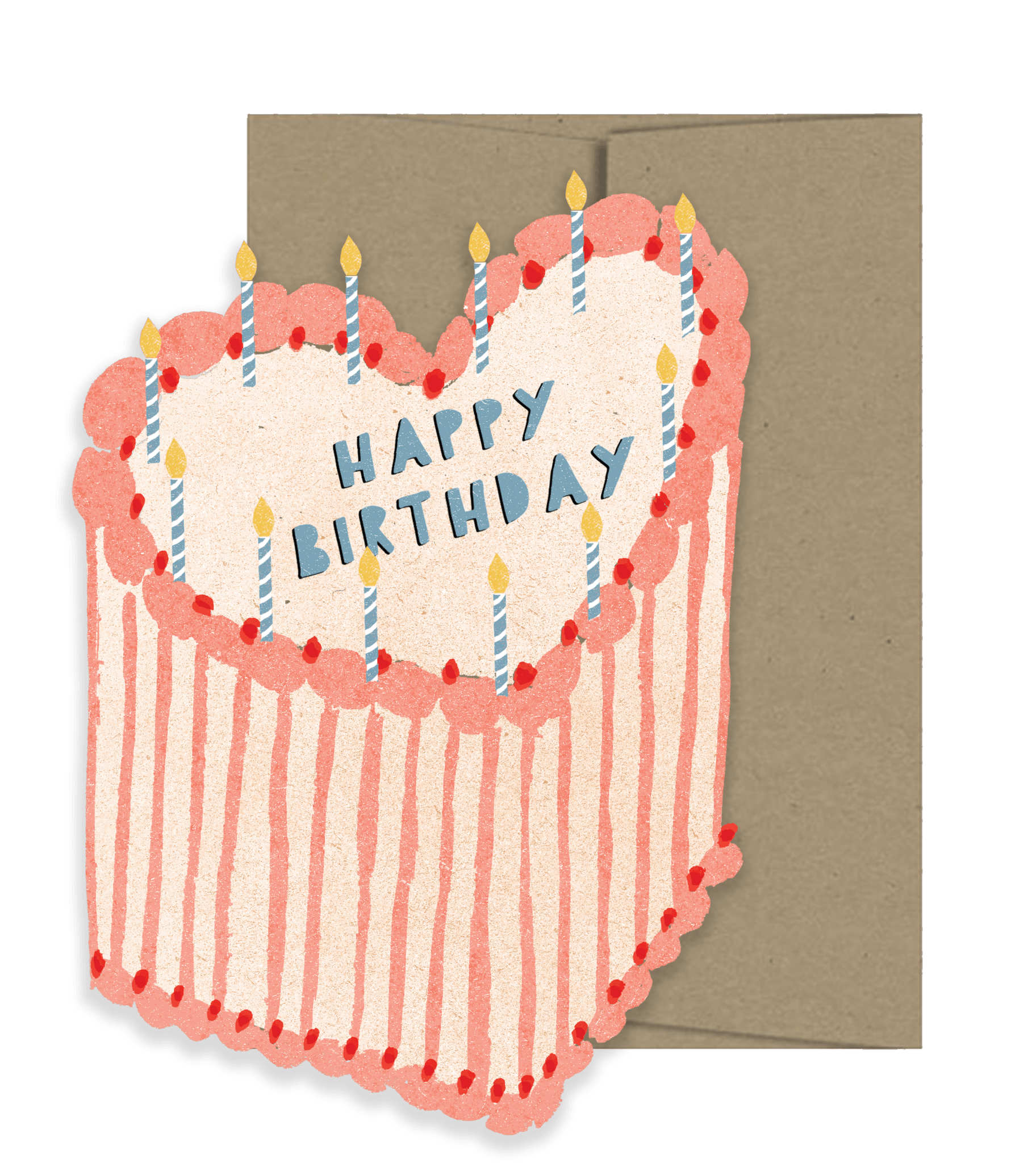 Heart Cake Birthday Greeting Card - bubblegum market