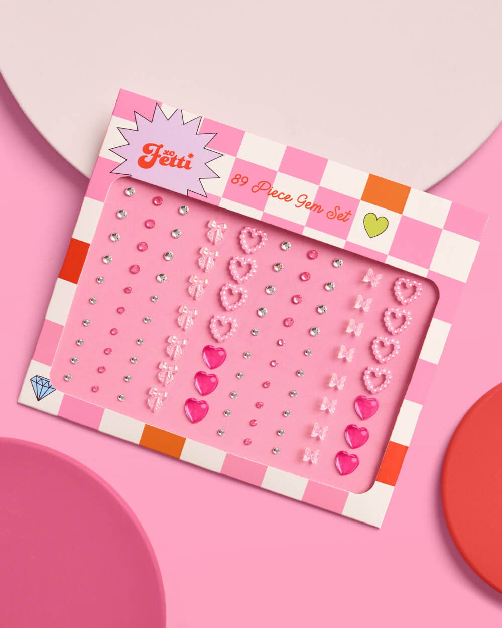 Hearts & Bows Adhesive Face Gem Set - bubblegum market