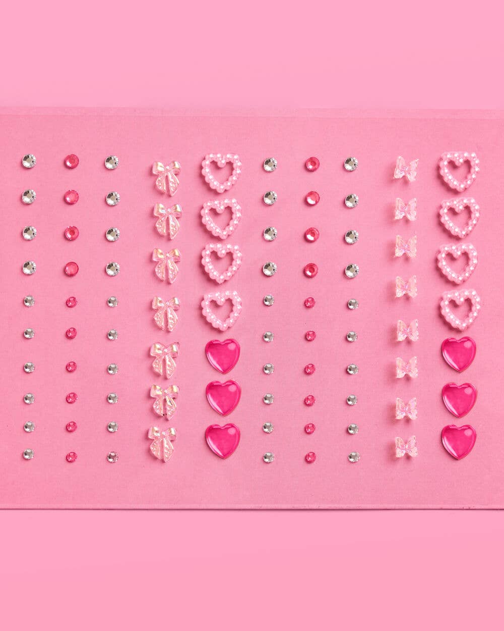 Hearts & Bows Adhesive Face Gem Set - bubblegum market