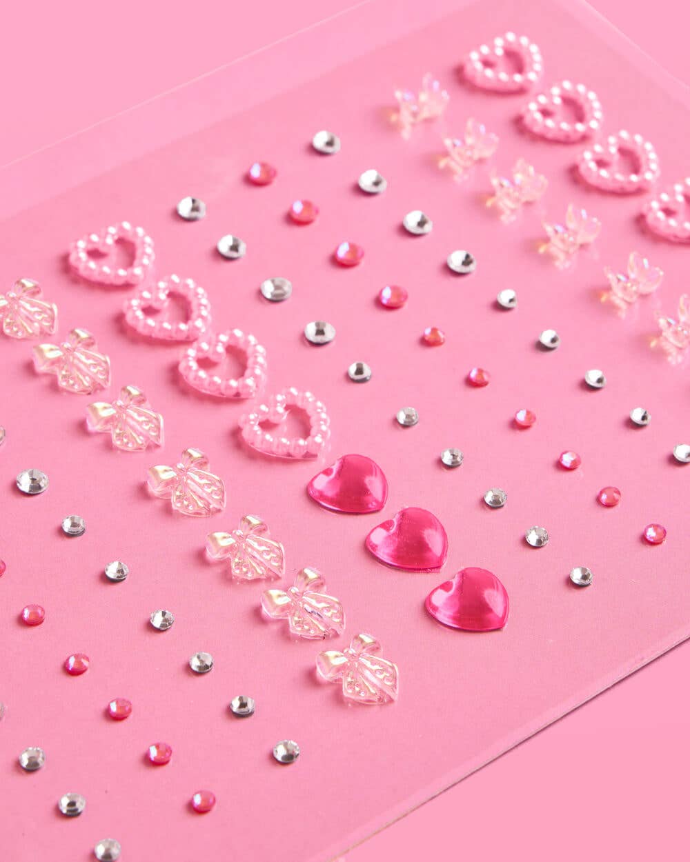 Hearts & Bows Adhesive Face Gem Set - bubblegum market