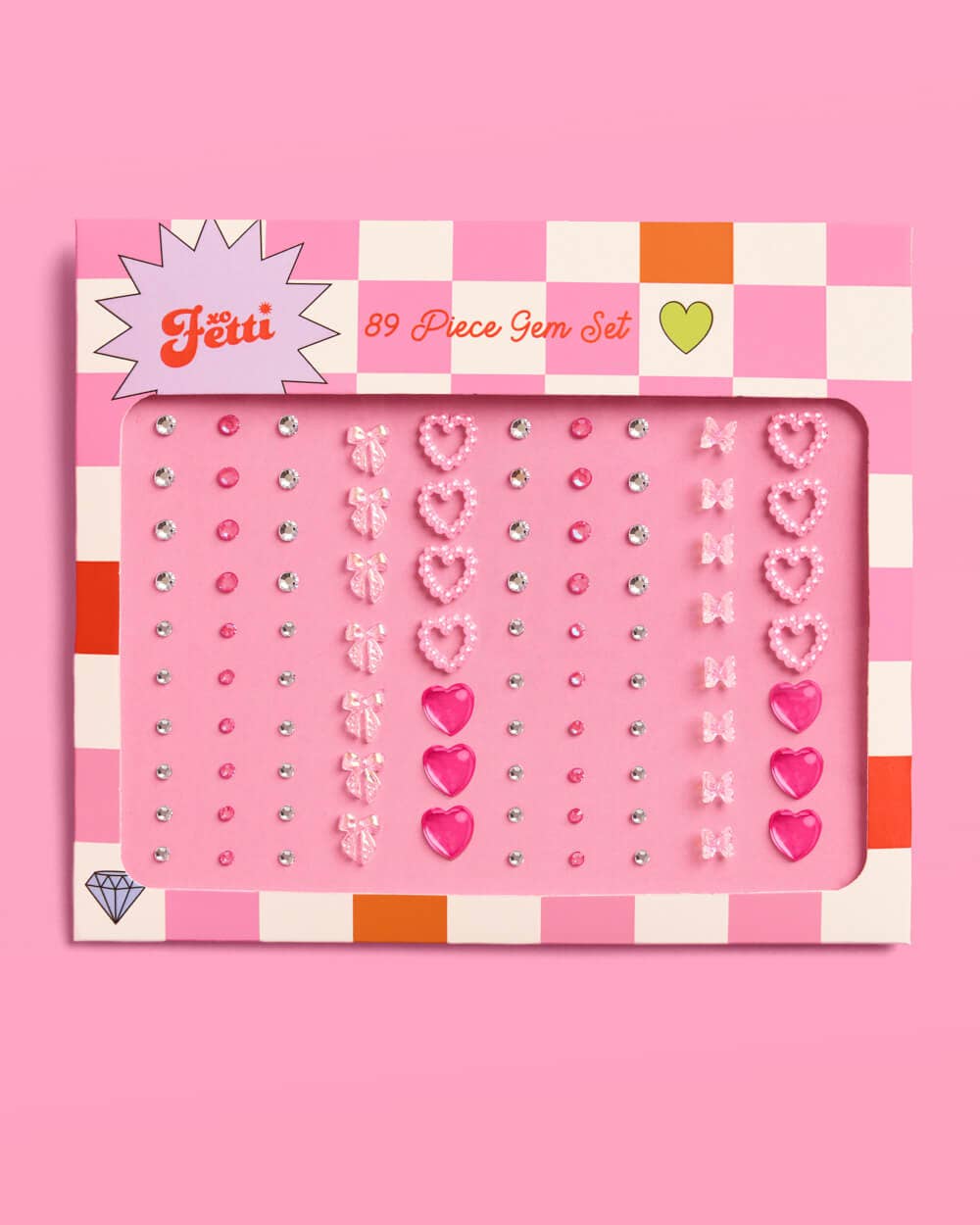 Hearts & Bows Adhesive Face Gem Set - bubblegum market