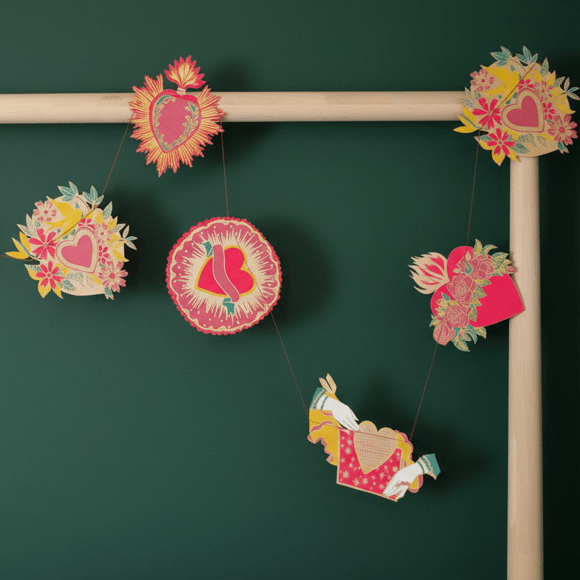 Hearts Sewn Garland - bubblegum market