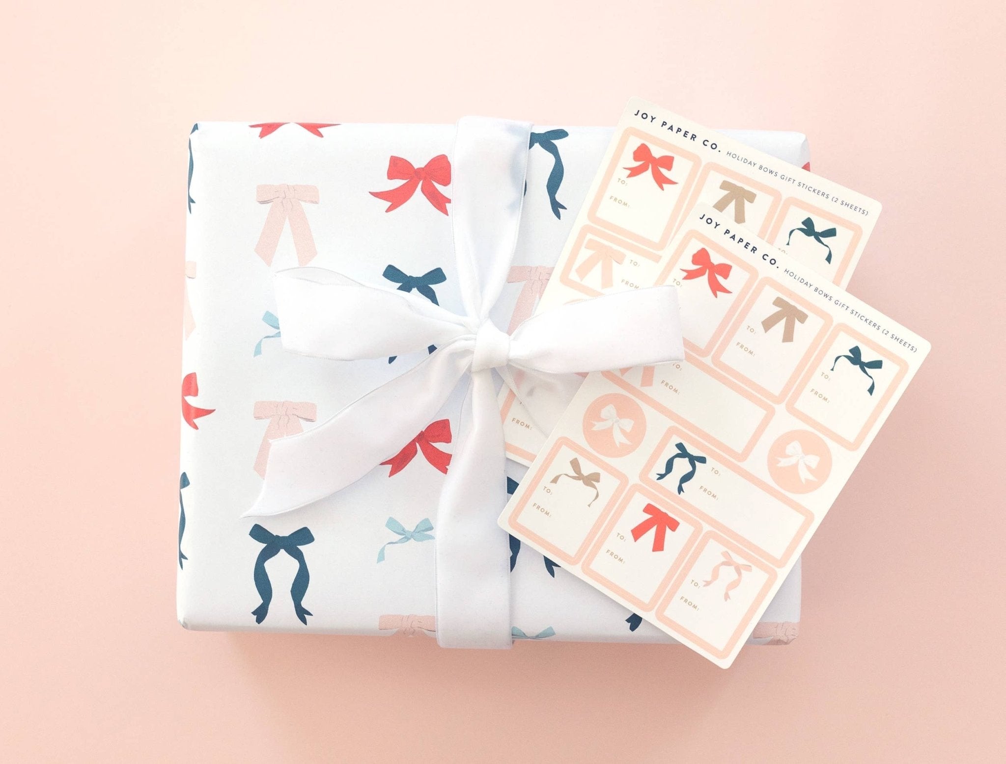 Holiday Bows Wrapping Paper Sheets (Roll of 3) - bubblegum market