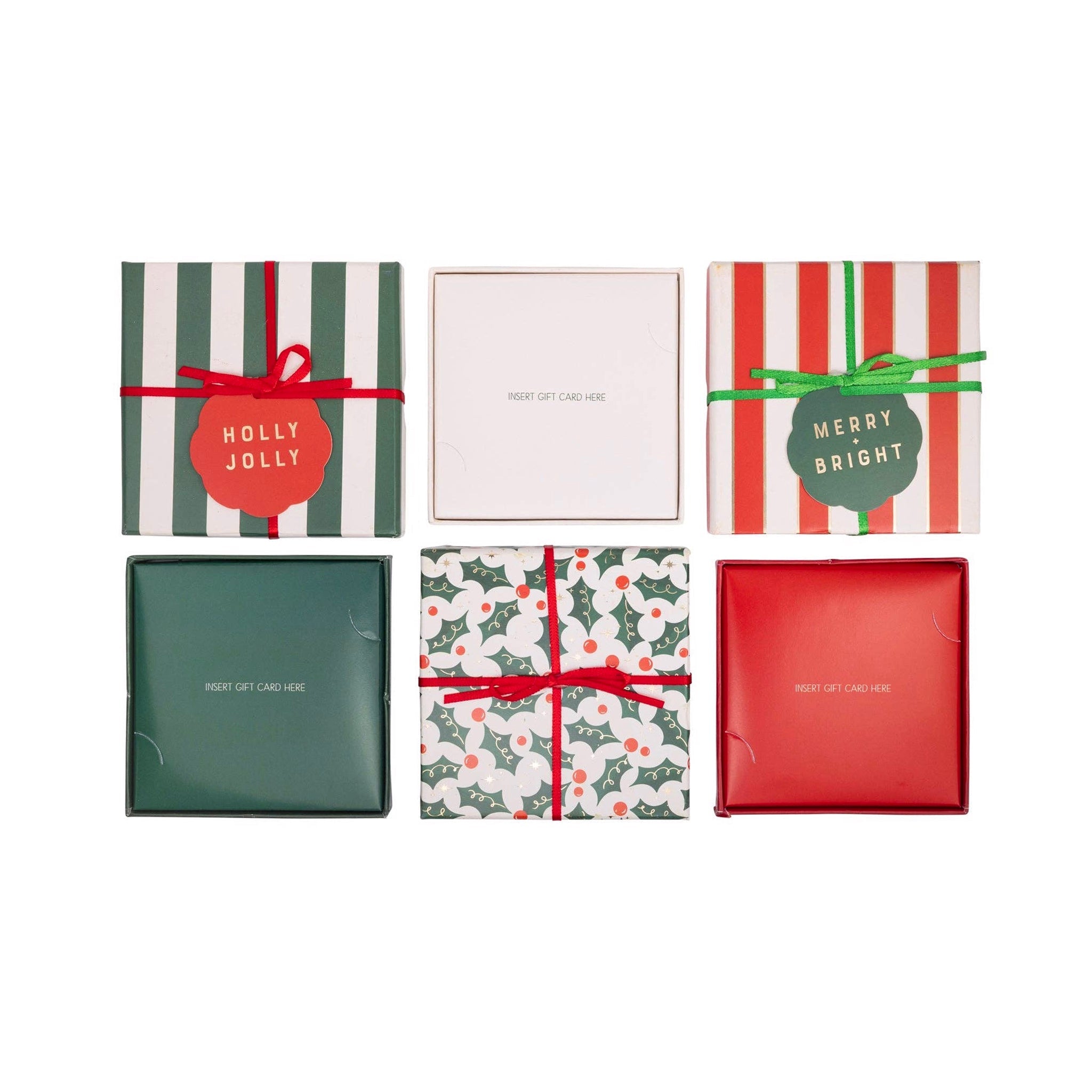 Holiday Holly & Stripes Gift Card Boxes - bubblegum market