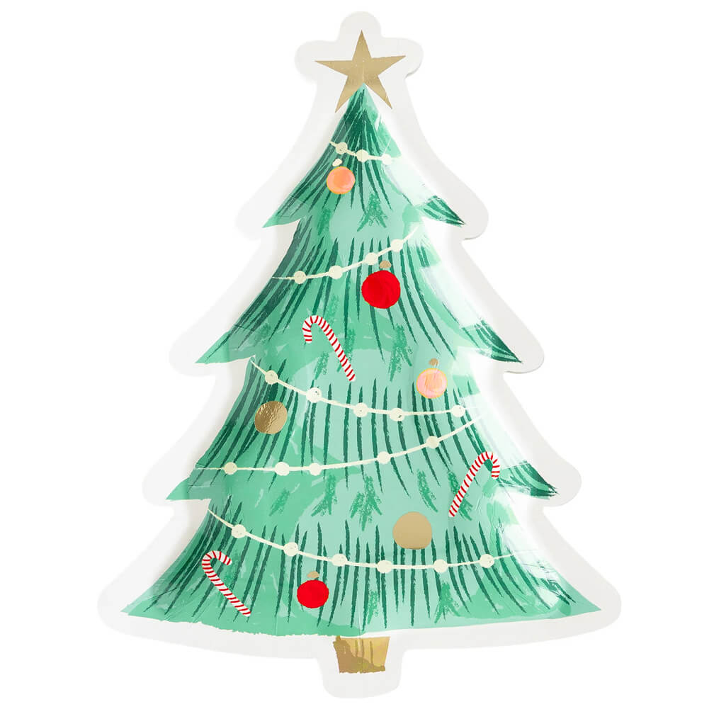 holiday-watercolor-tree-shaped-paper-plates
