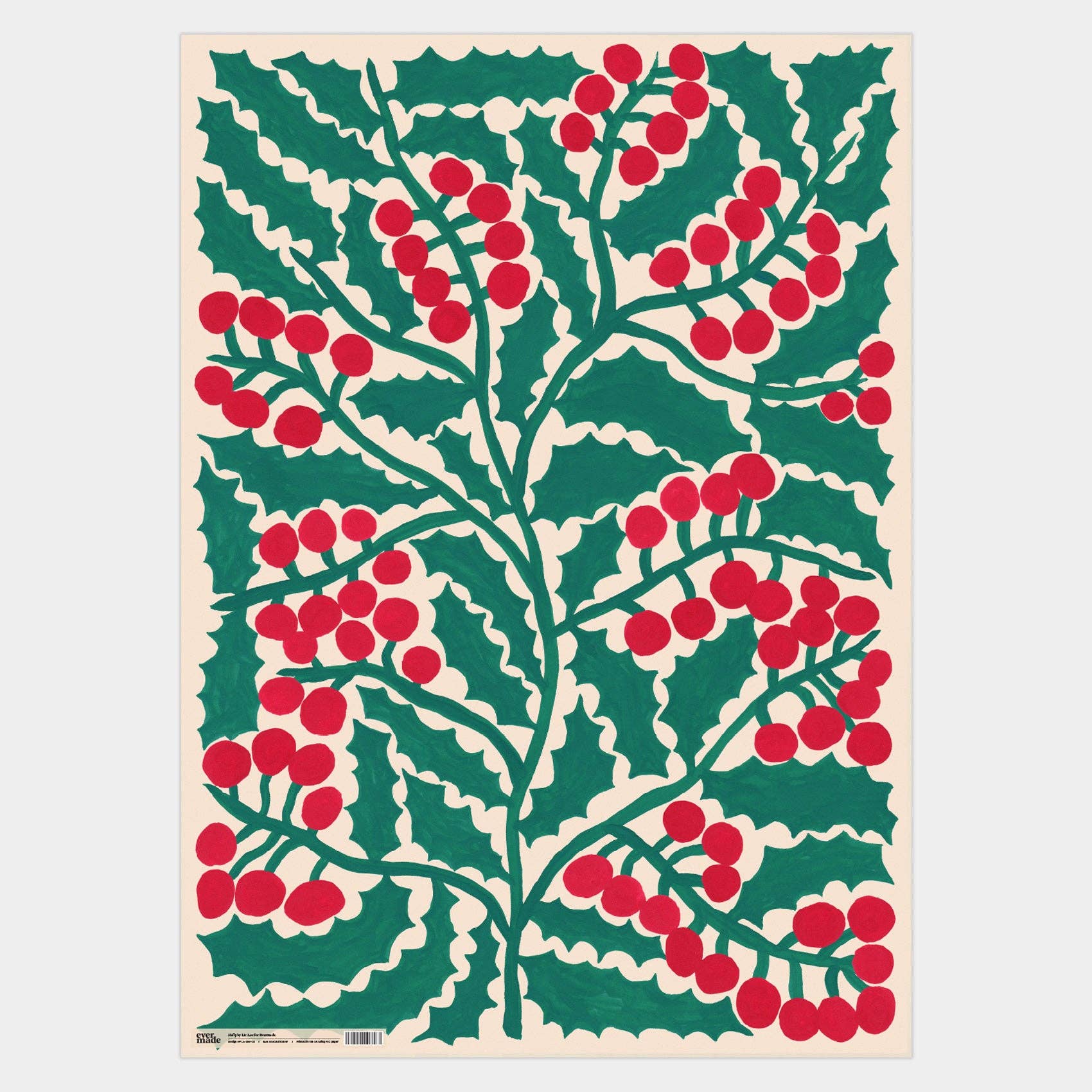 Holly Gift Wrap Sheet - bubblegum market