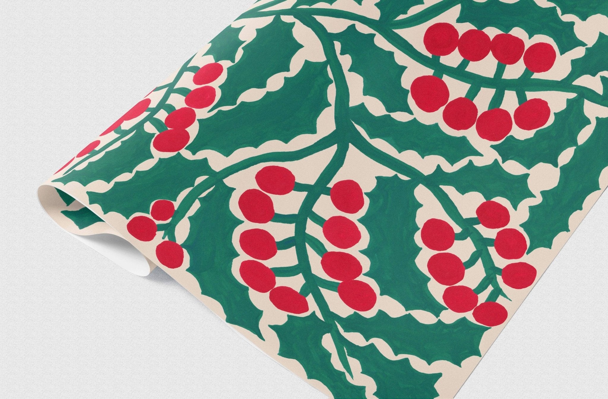 Holly Gift Wrap Sheet - bubblegum market