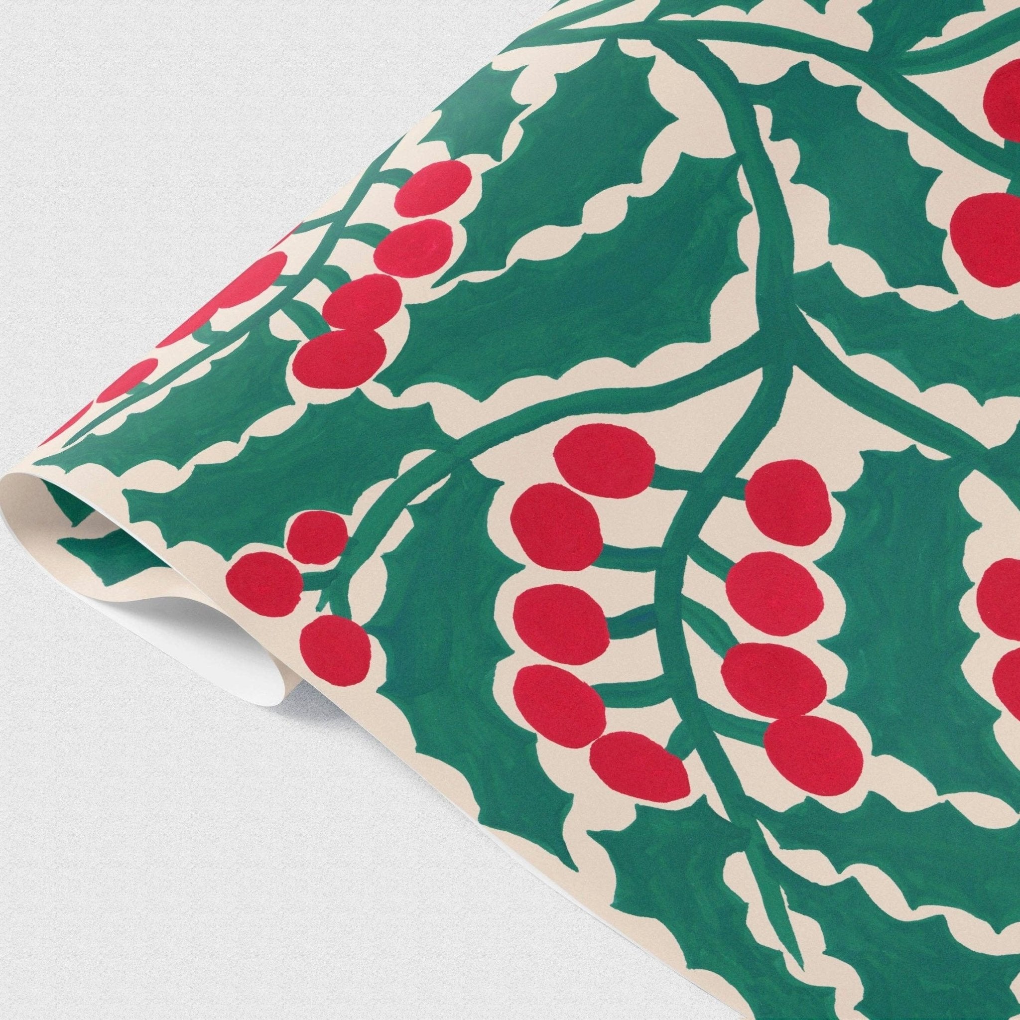Holly Gift Wrap Sheet - bubblegum market