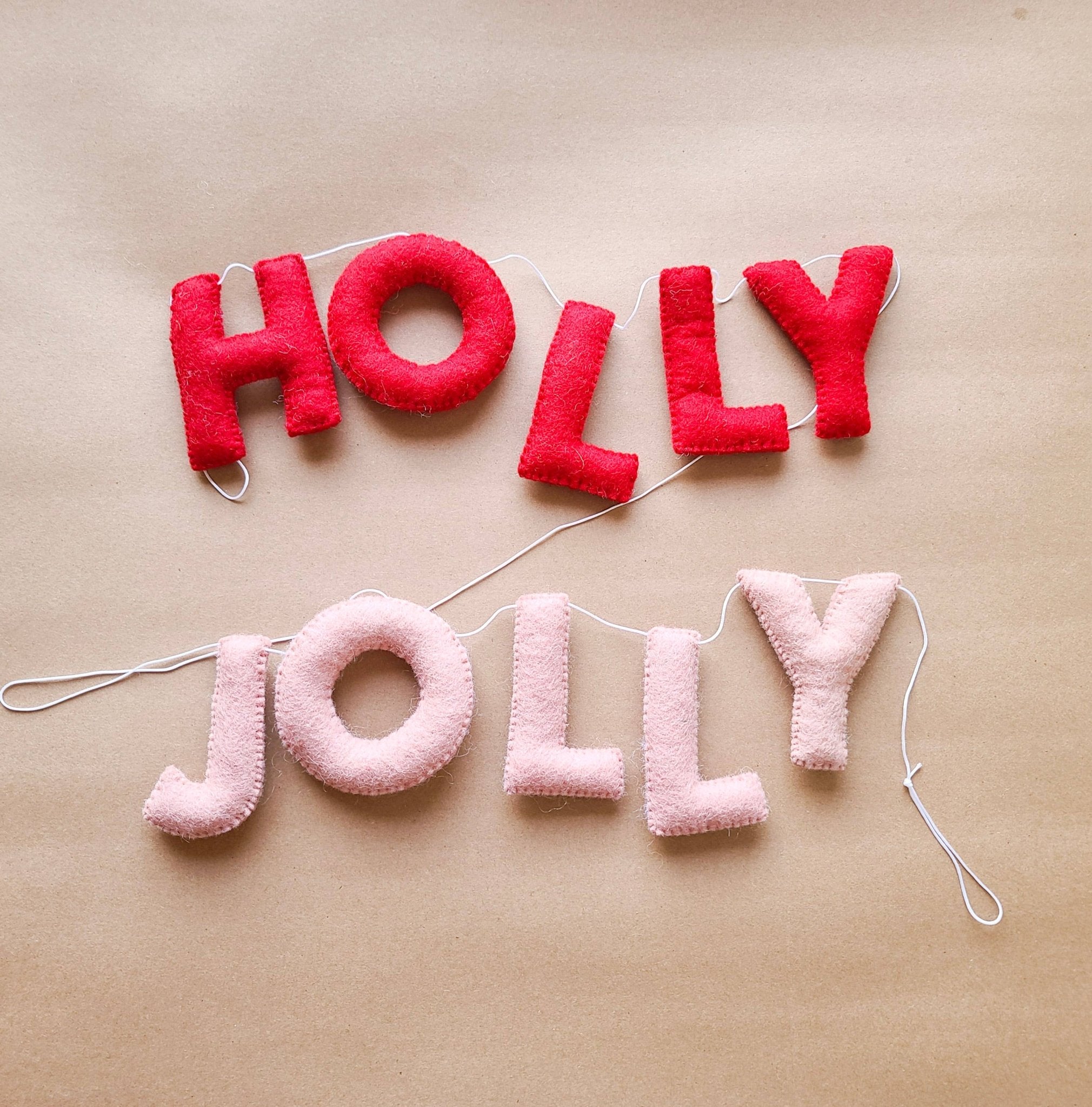 Holly Jolly Felt Holiday Garland - bubblegum market