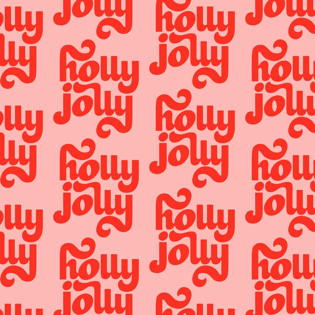 Holly Jolly Wrapping Paper Sheets (Roll of 3) - bubblegum market