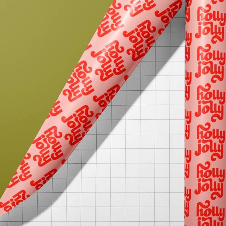Holly Jolly Wrapping Paper Sheets (Roll of 3) - bubblegum market