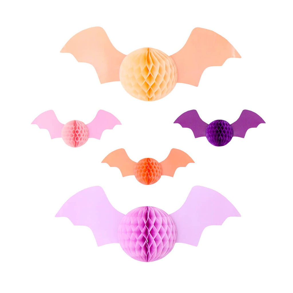 honeycomb-tissue-paper-halloween-bats-peach-purplr-lilac-coral-pink-white