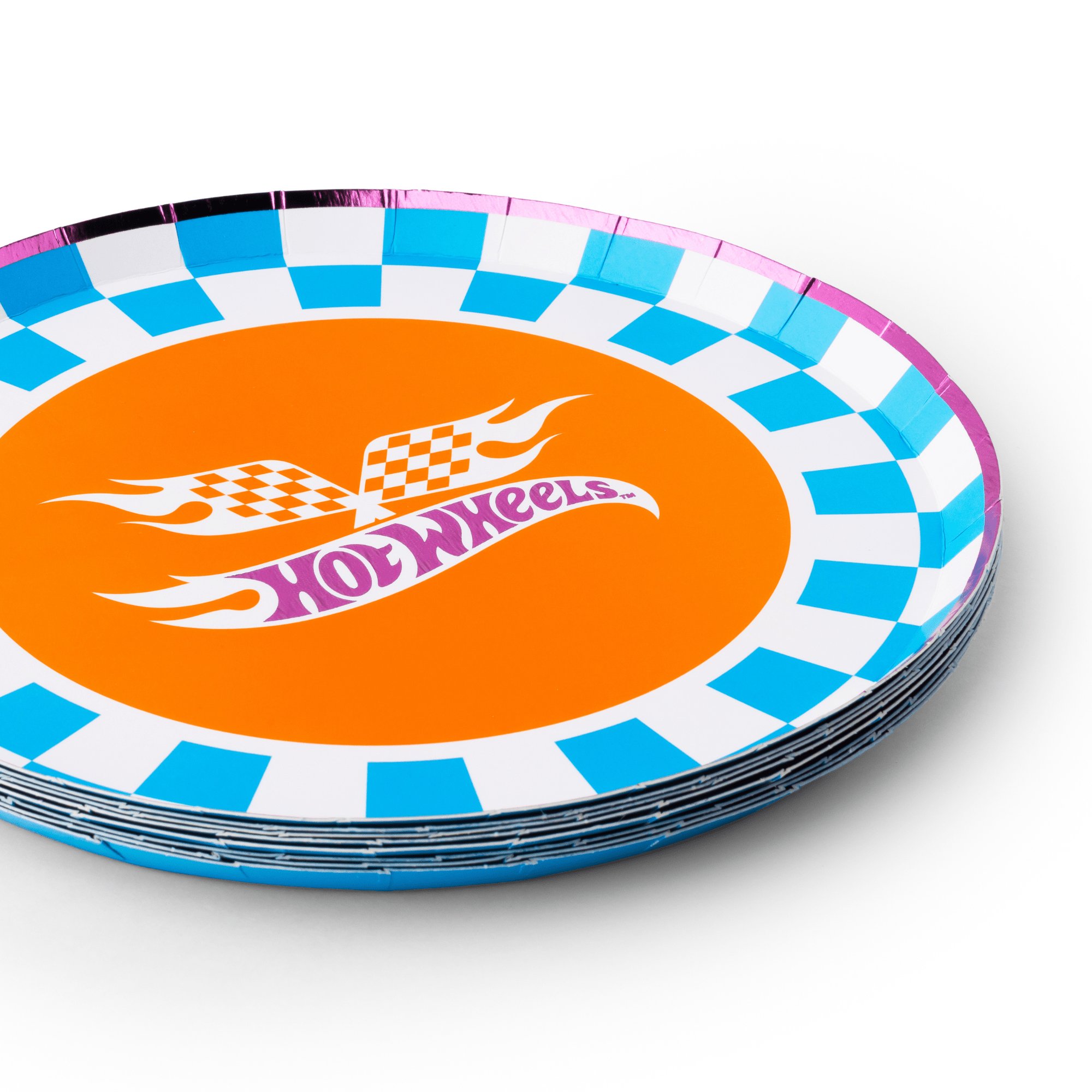 HOT WHEELS™ x Bonjour Fete Blue Checker Small Plates 8" - bubblegum market