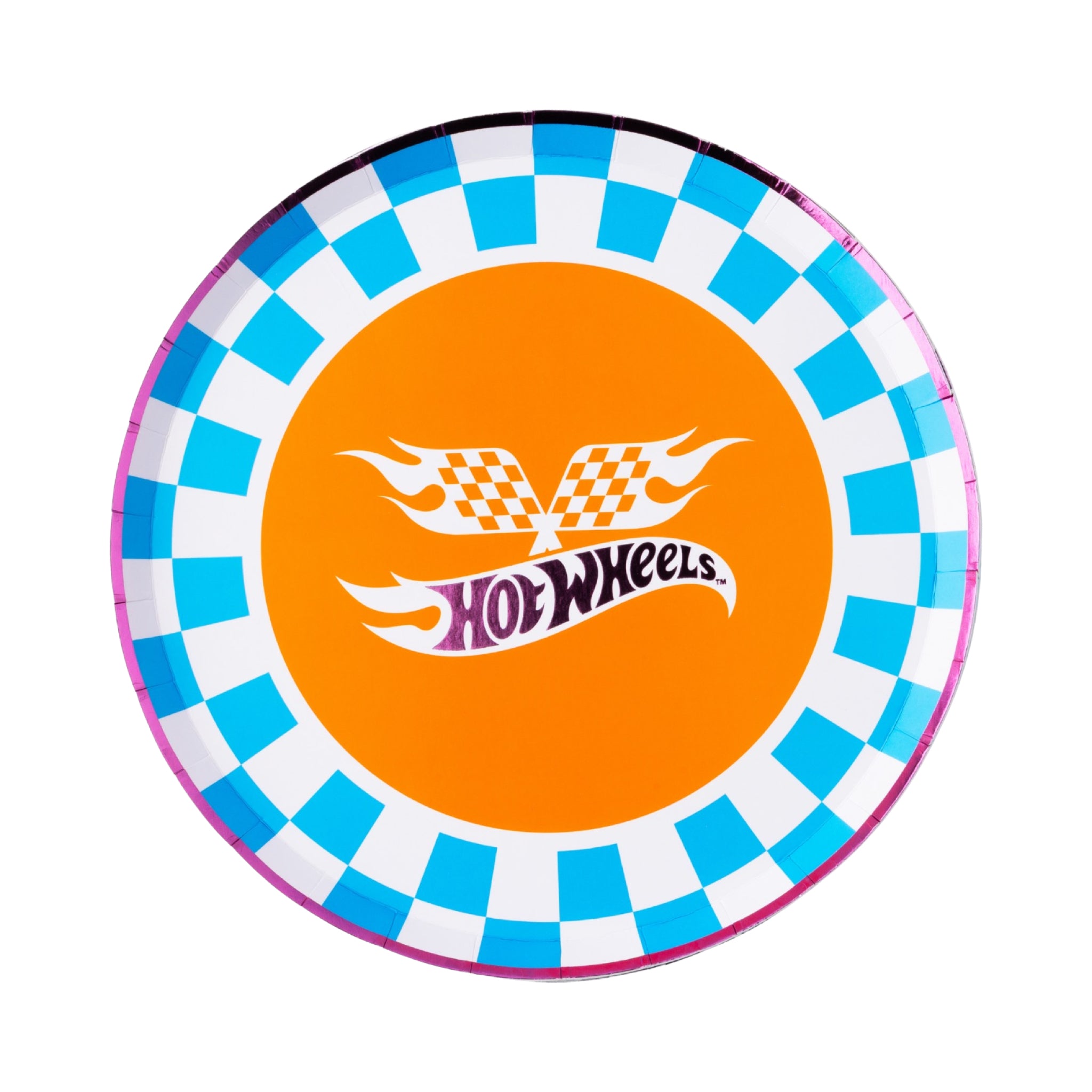 HOT WHEELS™ x Bonjour Fete Blue Checker Small Plates 8" - bubblegum market