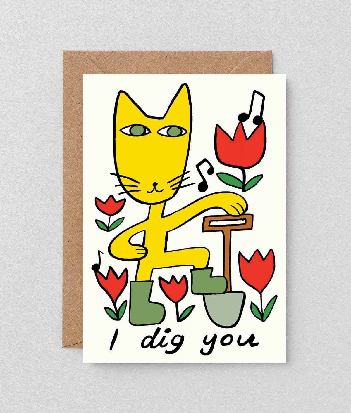 I Dig You Embossed Greetings Card - bubblegum market