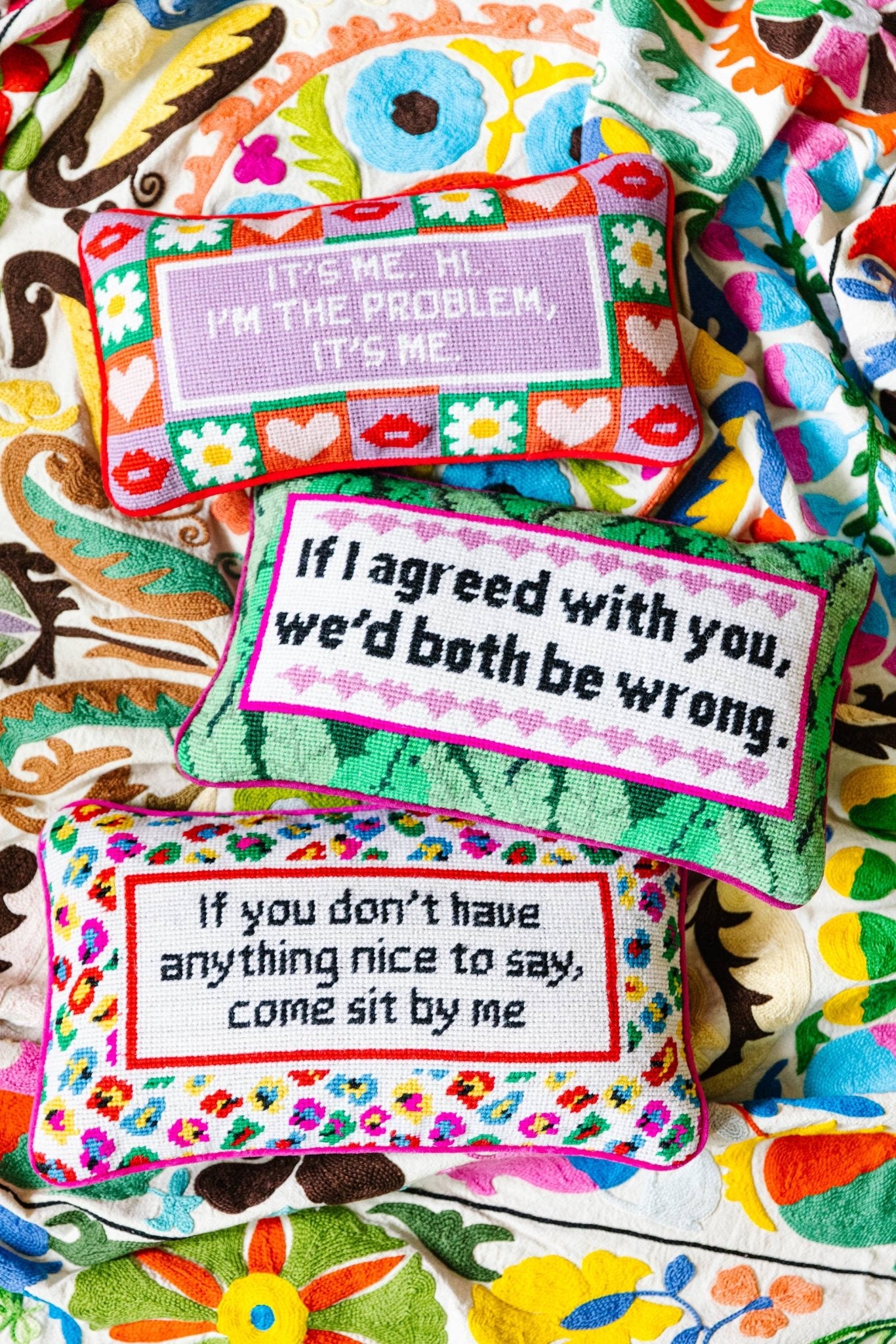 IT'S ME Needlepoint Pillow - bubblegum market