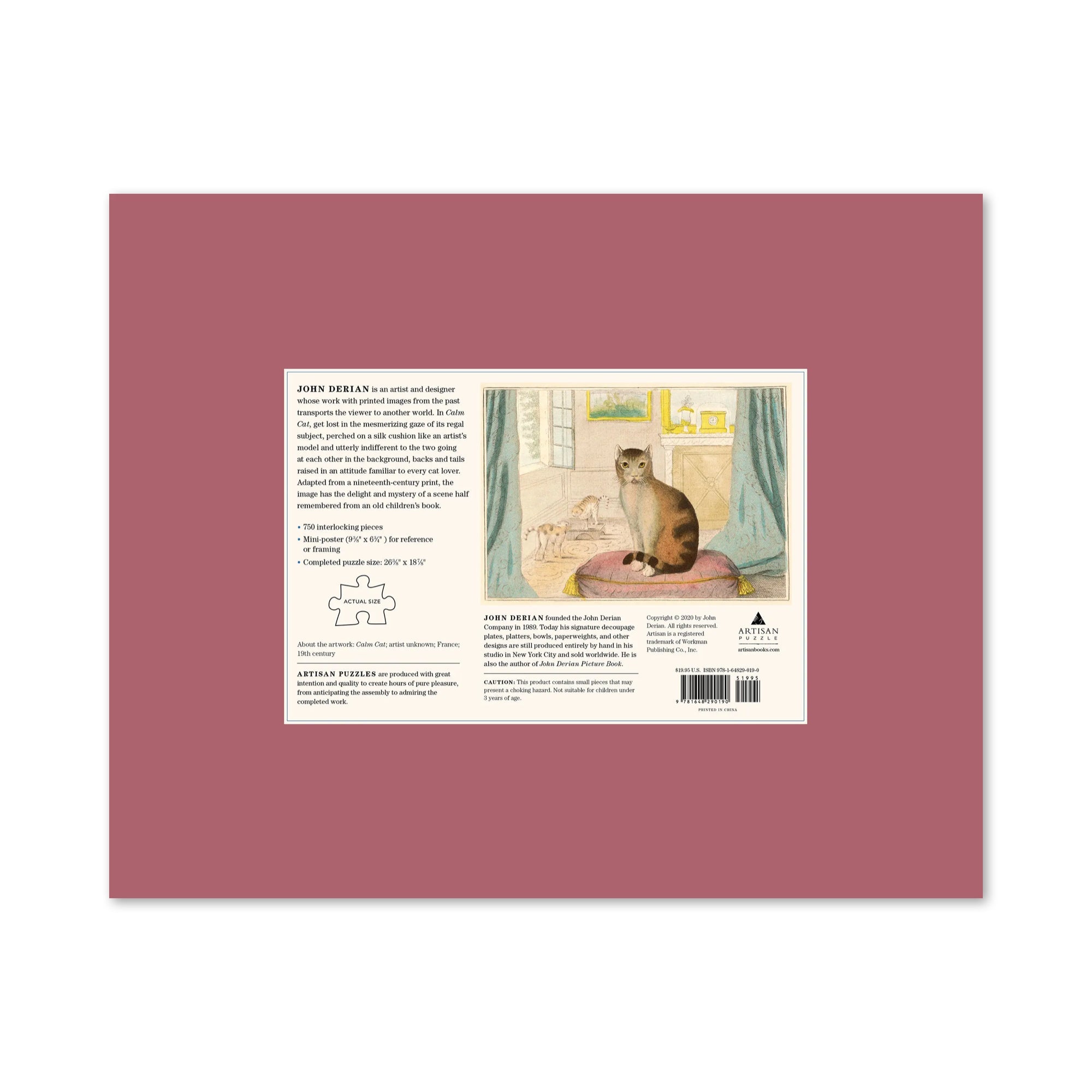 John Derian Calm Cat 750 - Piece Puzzle - bubblegum market