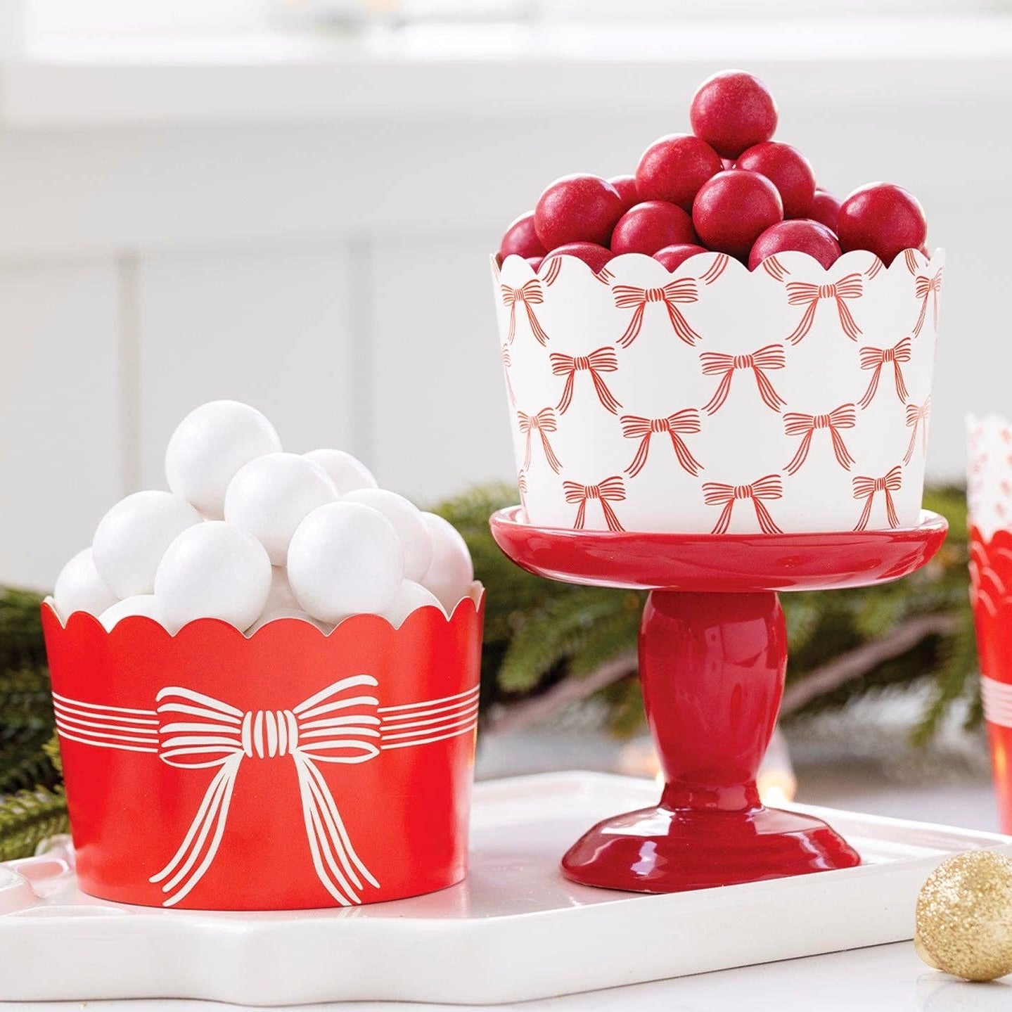 Jumbo Red Bows Baking / Treat Cups (40 ct) - bubblegum market