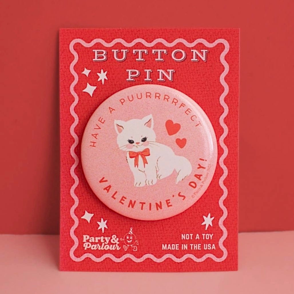 Kitschy Kitty Valentine Button Pin - bubblegum market