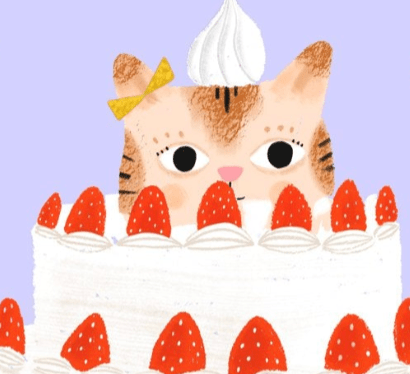 KITTY CAKE Birthday Greeting Card - bubblegum market