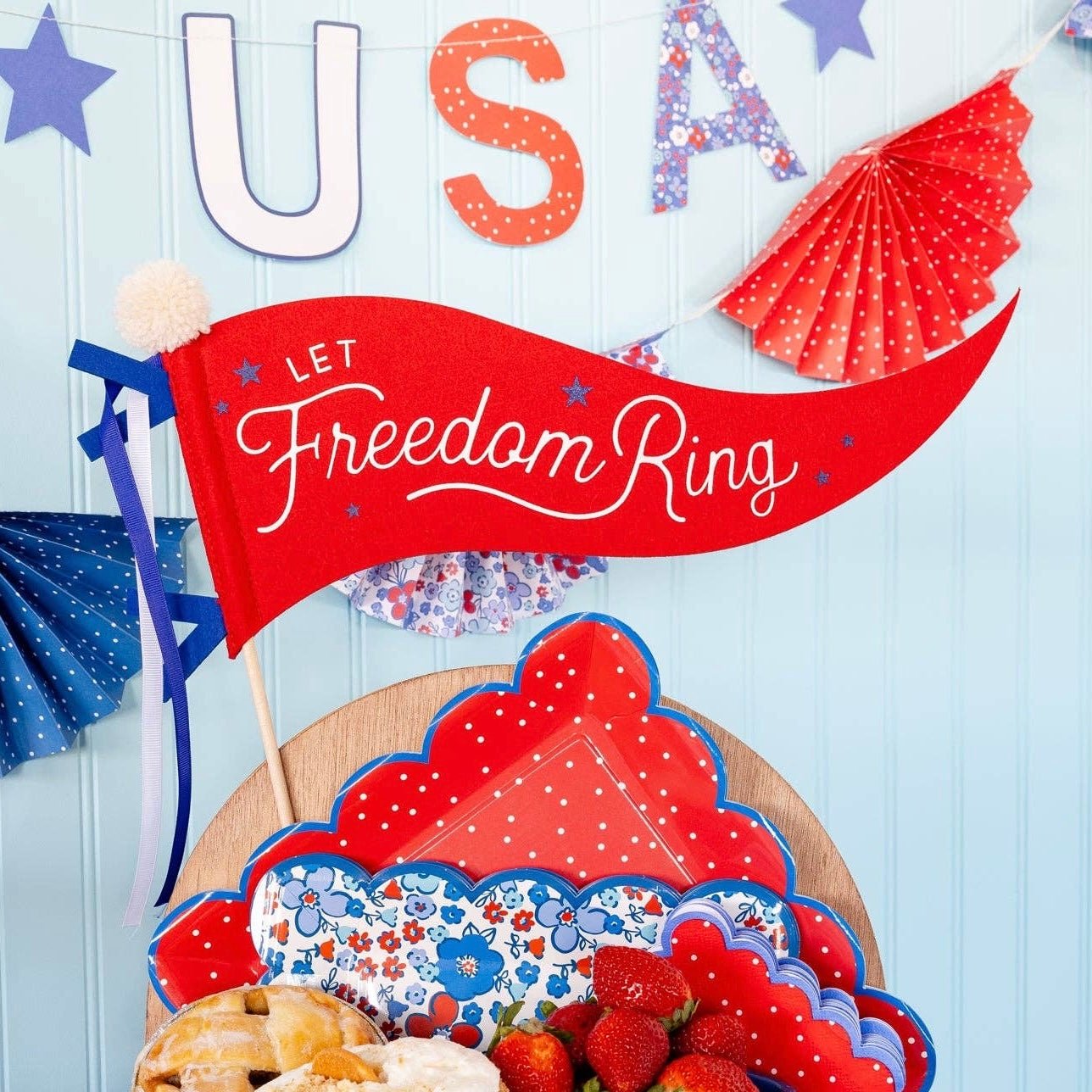 Let Freedom Ring Felt Pennant Banner - bubblegum market