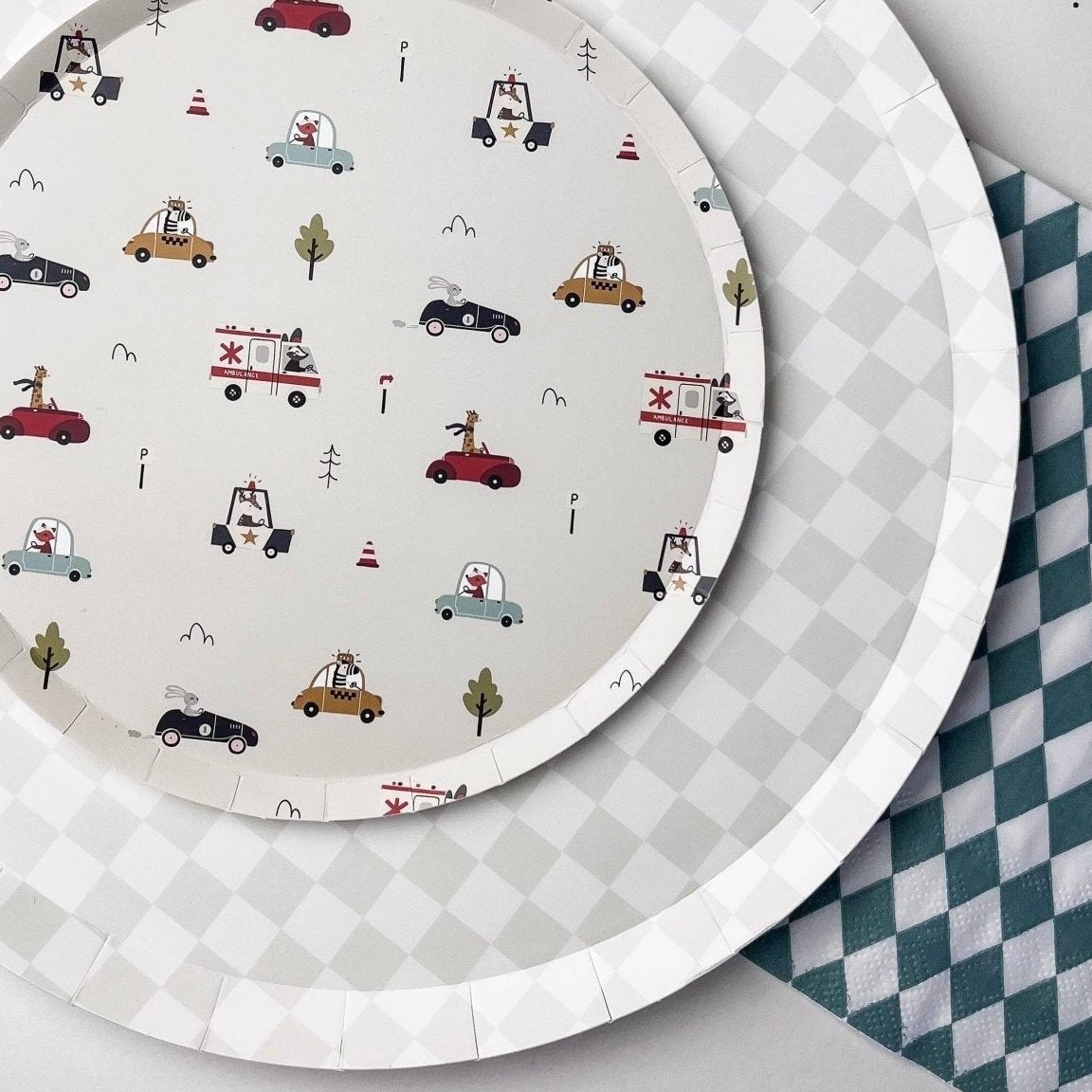 Light Gray Checkered Dinner Plates 10.25" - bubblegum market