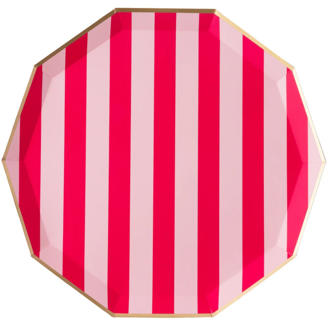 Light & Haute Pink Cabana Stripe Large Plates 10.75" - bubblegum market