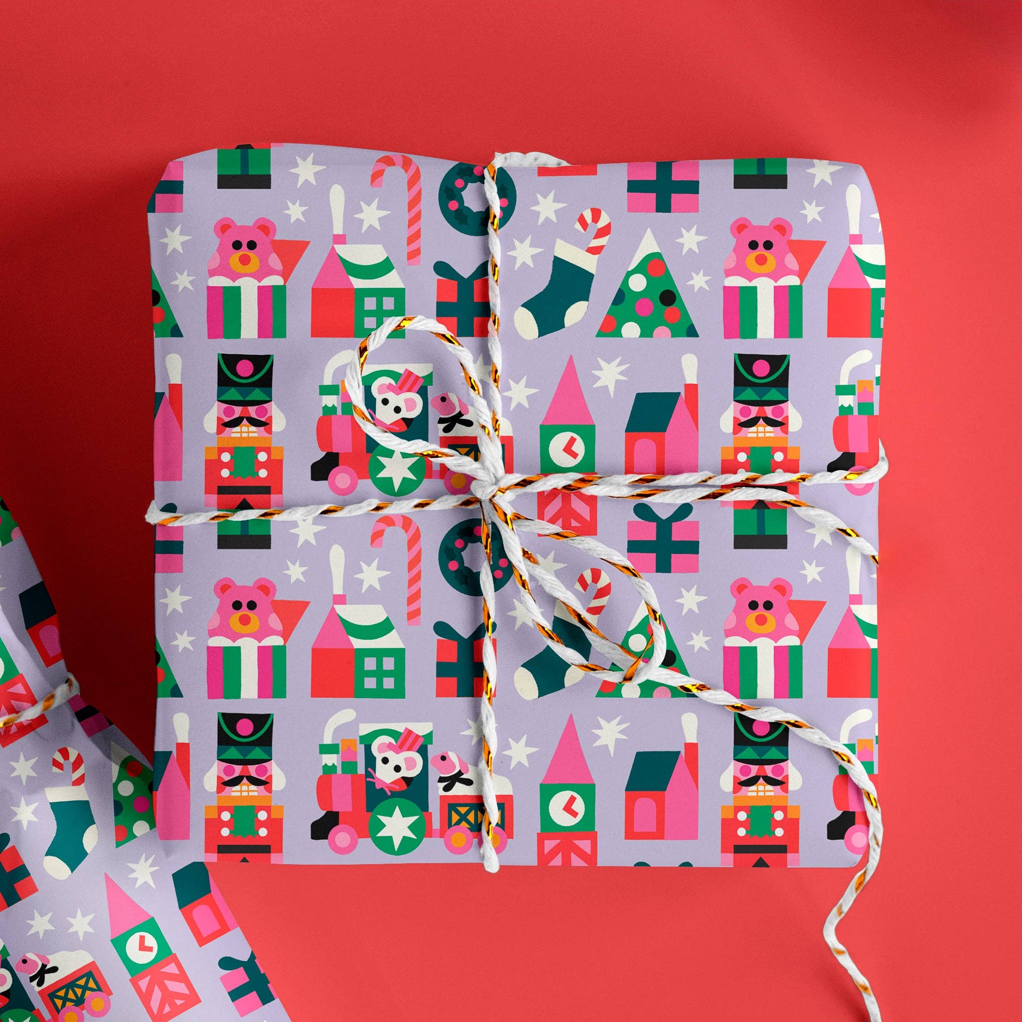 LITTLE TRAIN Holiday Gift Wrap Sheet - bubblegum market