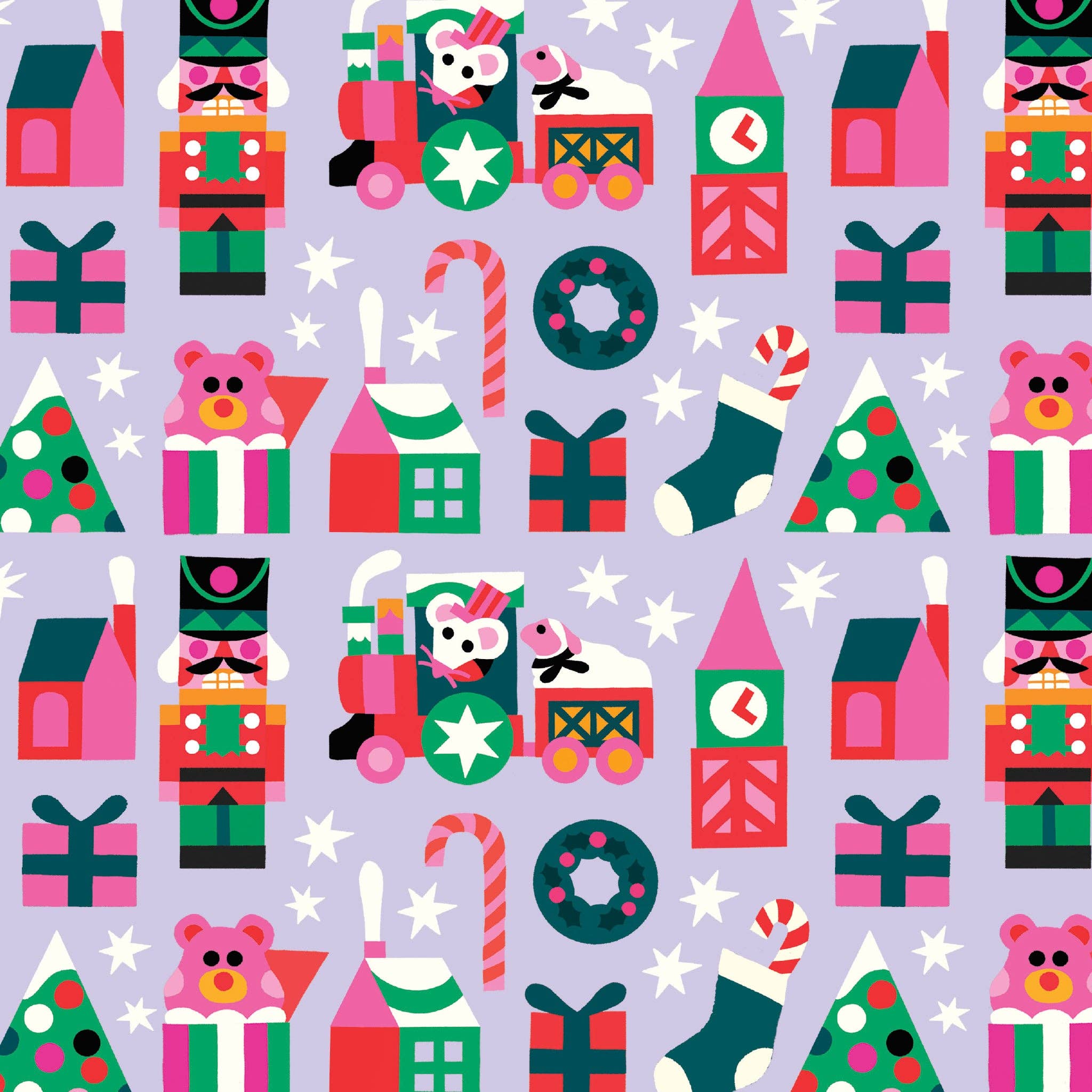LITTLE TRAIN Holiday Gift Wrap Sheet - bubblegum market