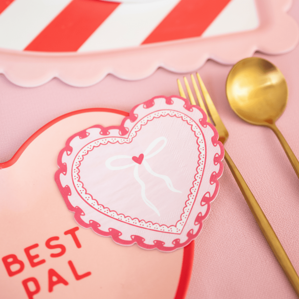 Love Birds Heart - Shaped Petite Napkins - bubblegum market