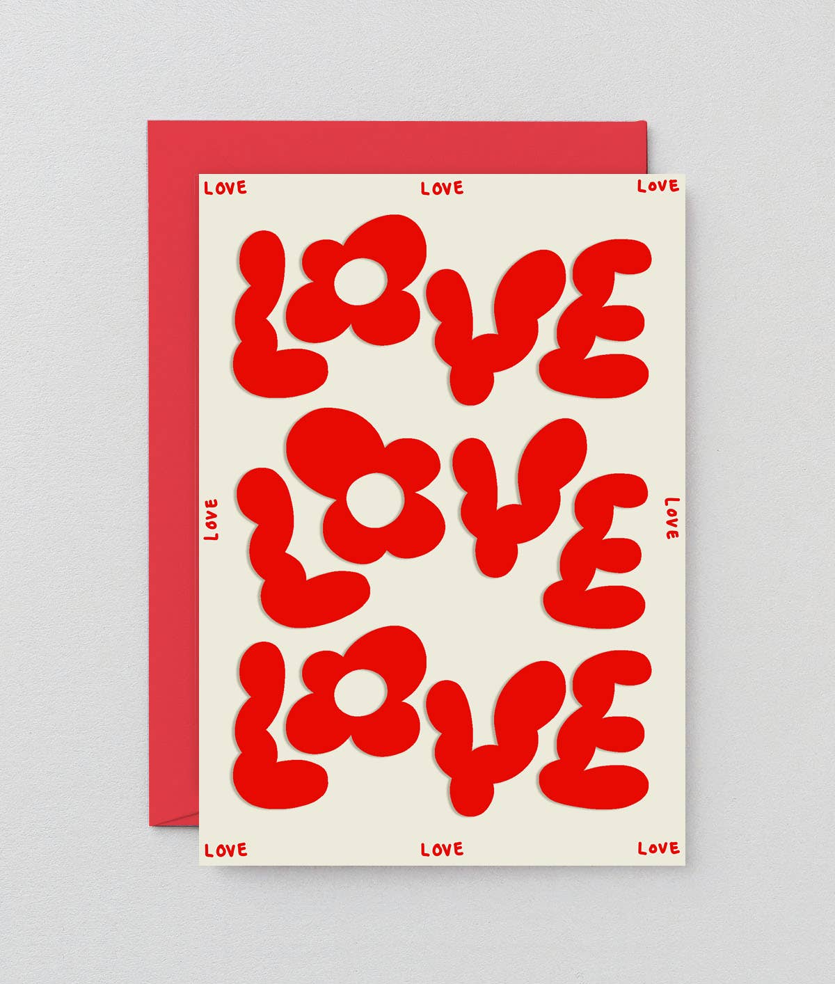'Love Love Love' Embossed Greetings Card - bubblegum market