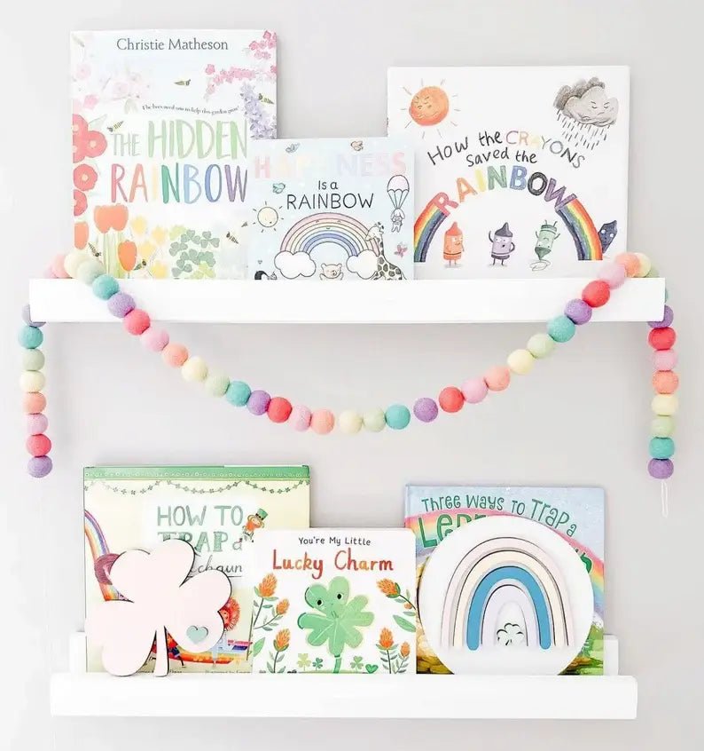 Lucky Charms Pastel Rainbow Felt Ball Garland - bubblegum market