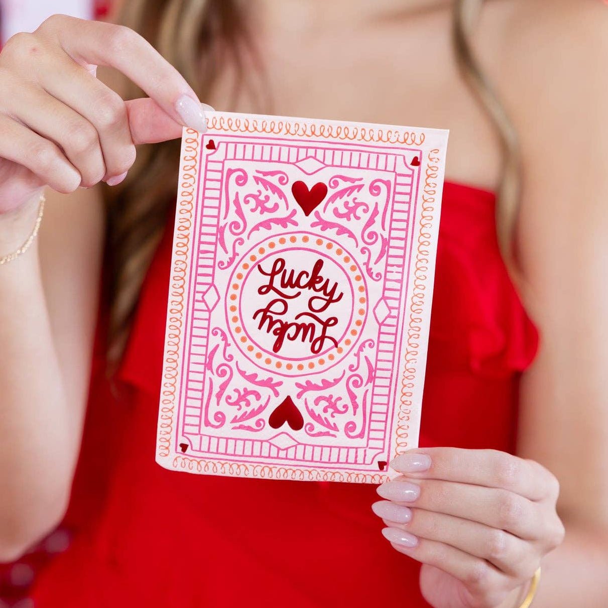Lucky in Love Playing Card Dinner Napkins - bubblegum market