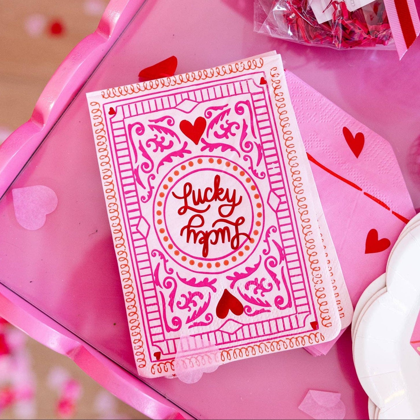 Lucky in Love Playing Card Dinner Napkins - bubblegum market