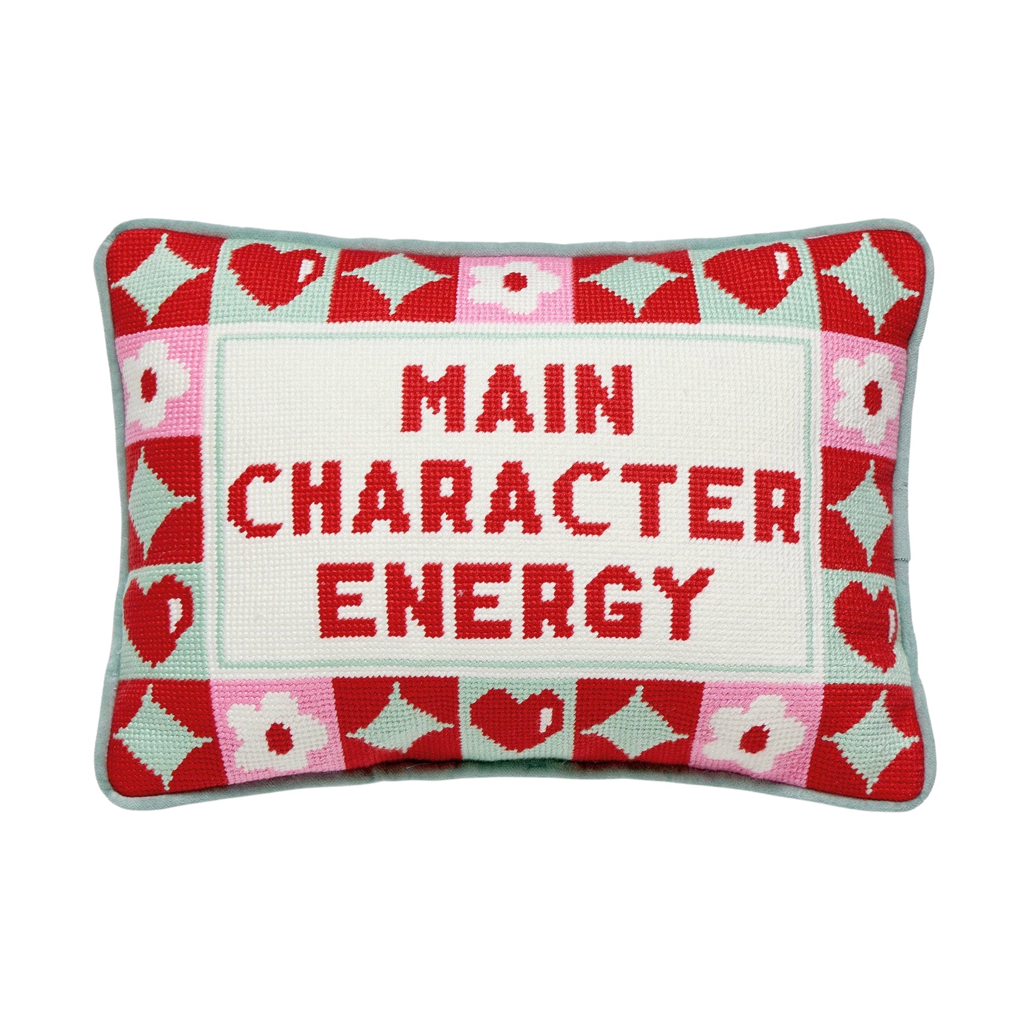 Main Character Energy Embroidered Pillow - bubblegum market