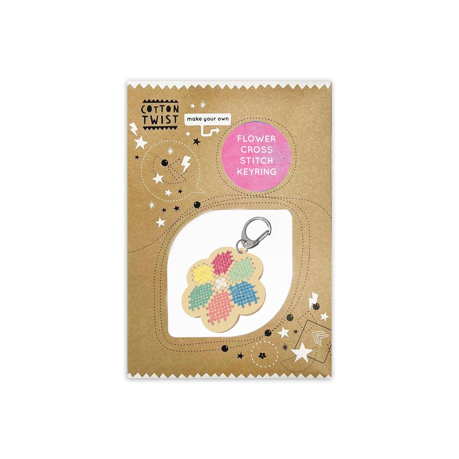 Make Your Own Flower Cross Stitch Keyring - bubblegum market