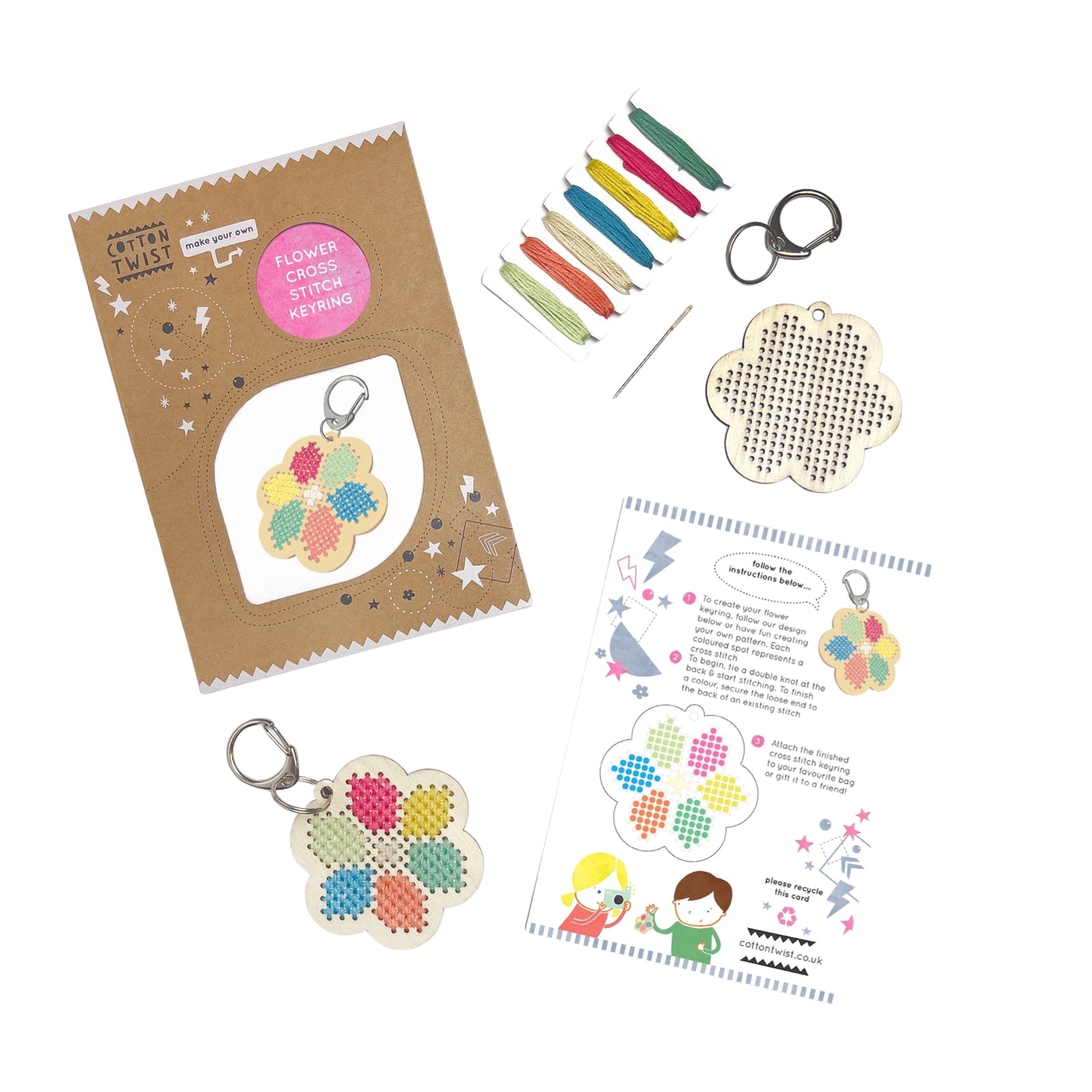 Make Your Own Flower Cross Stitch Keyring - bubblegum market