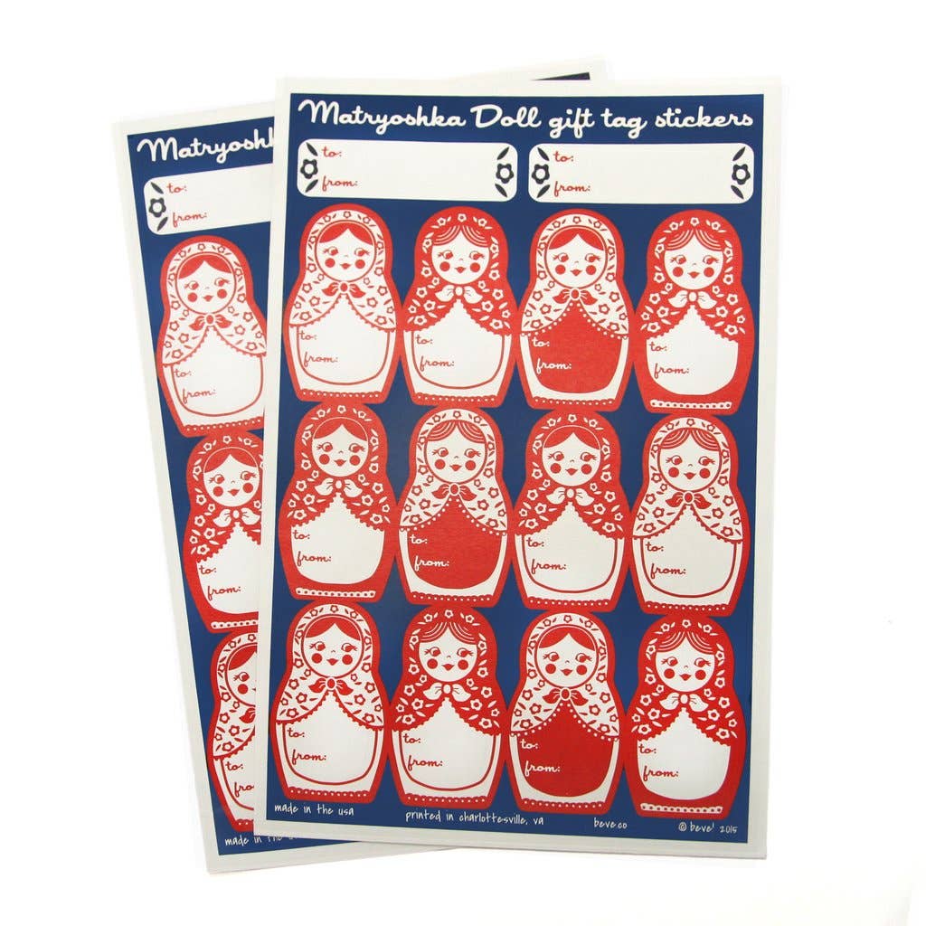 Matryoshka Doll Gift Tag Sticker Labels (28ct) - bubblegum market