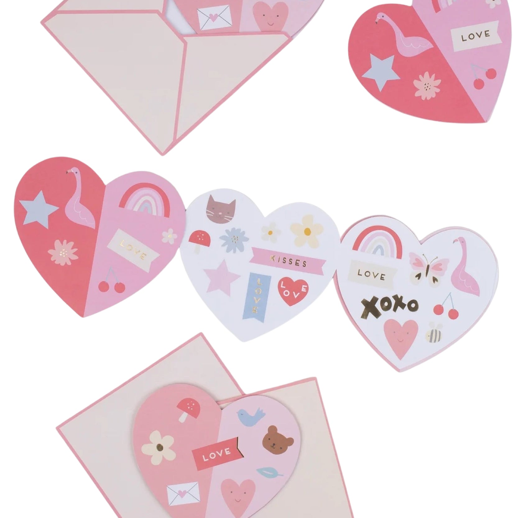 Meri Meri Heart Concertina Valentine Cards & Stickers (12ct) - bubblegum market