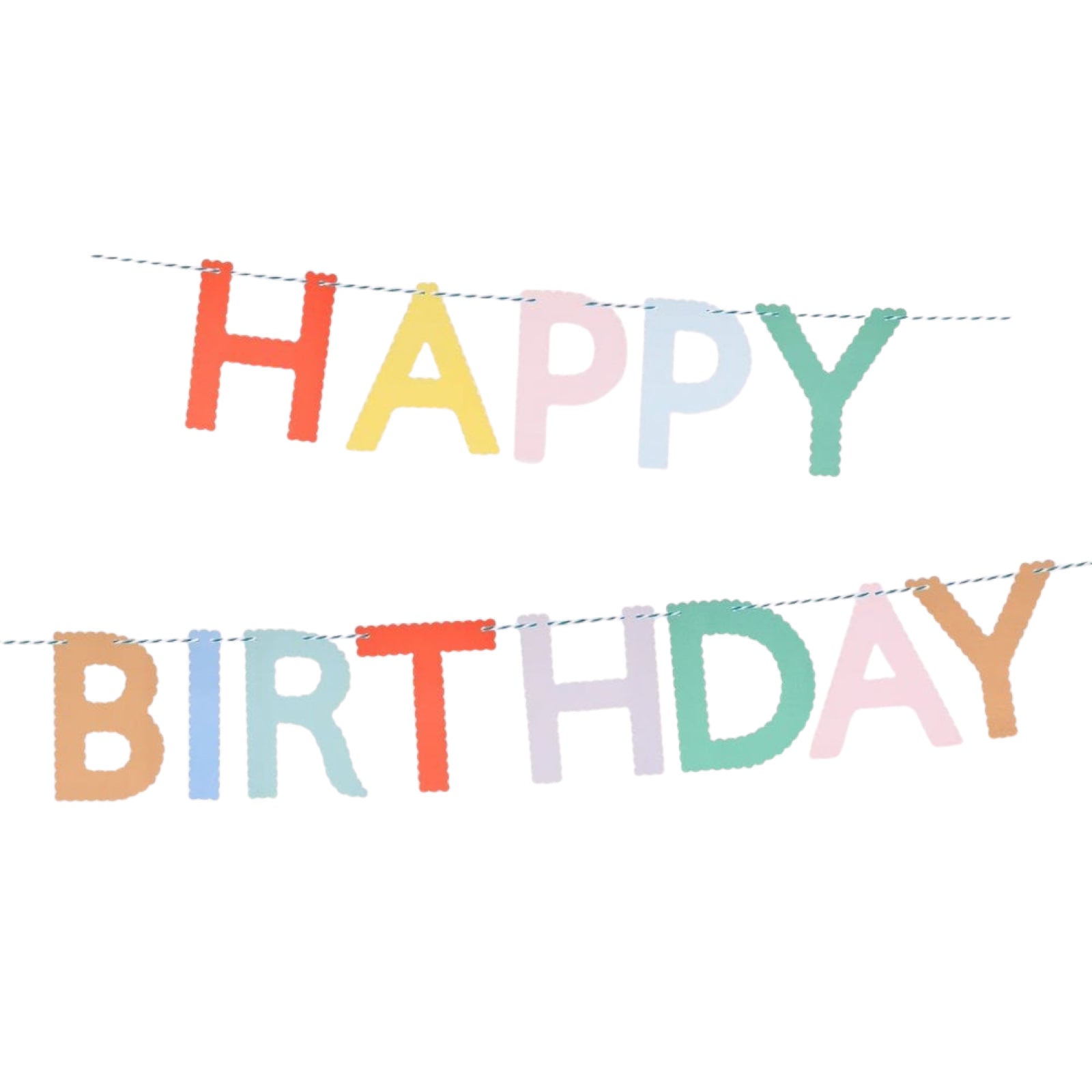 Meri Meri Party Bright Scalloped Happy Birthday Garland - bubblegum market