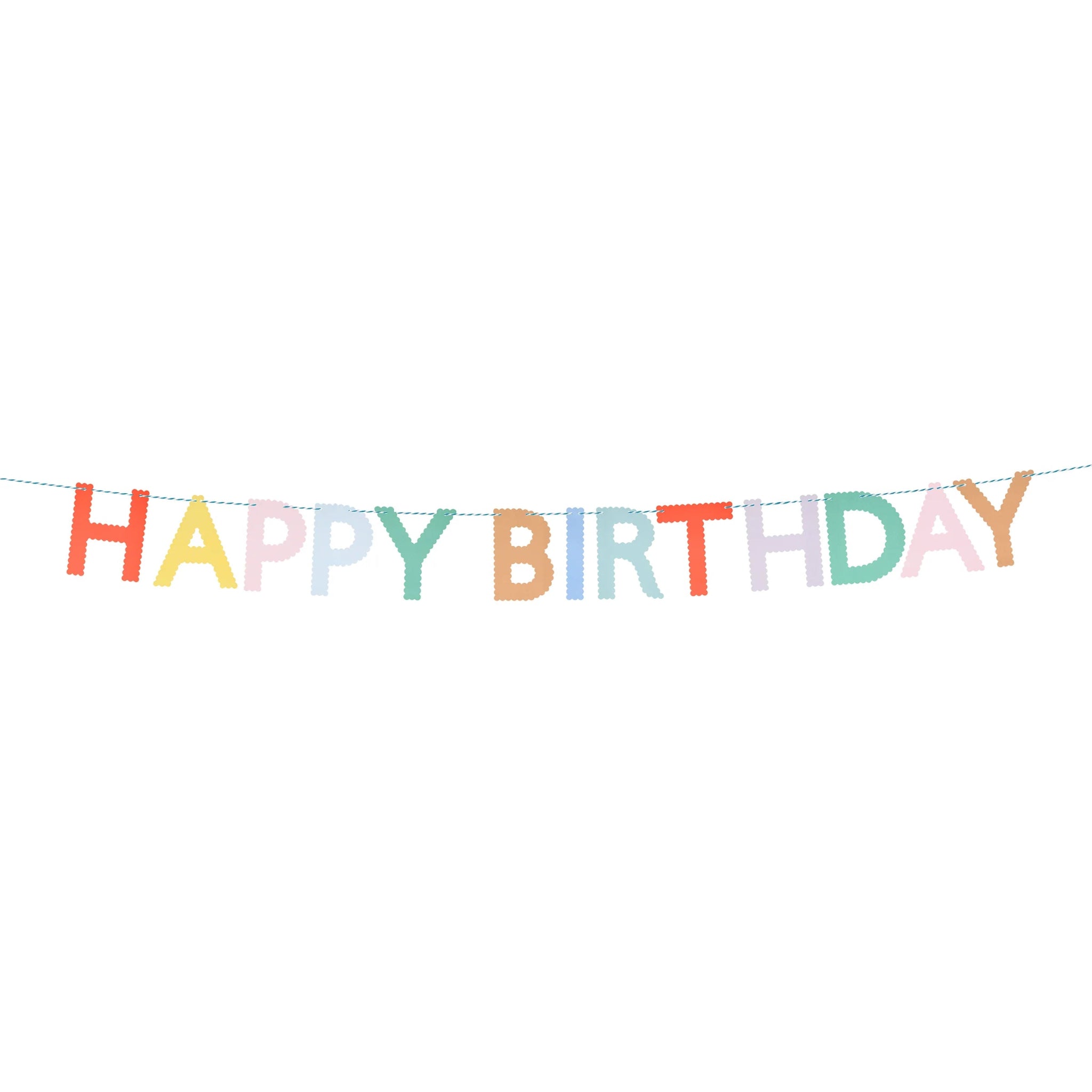 Meri Meri Party Bright Scalloped Happy Birthday Garland - bubblegum market