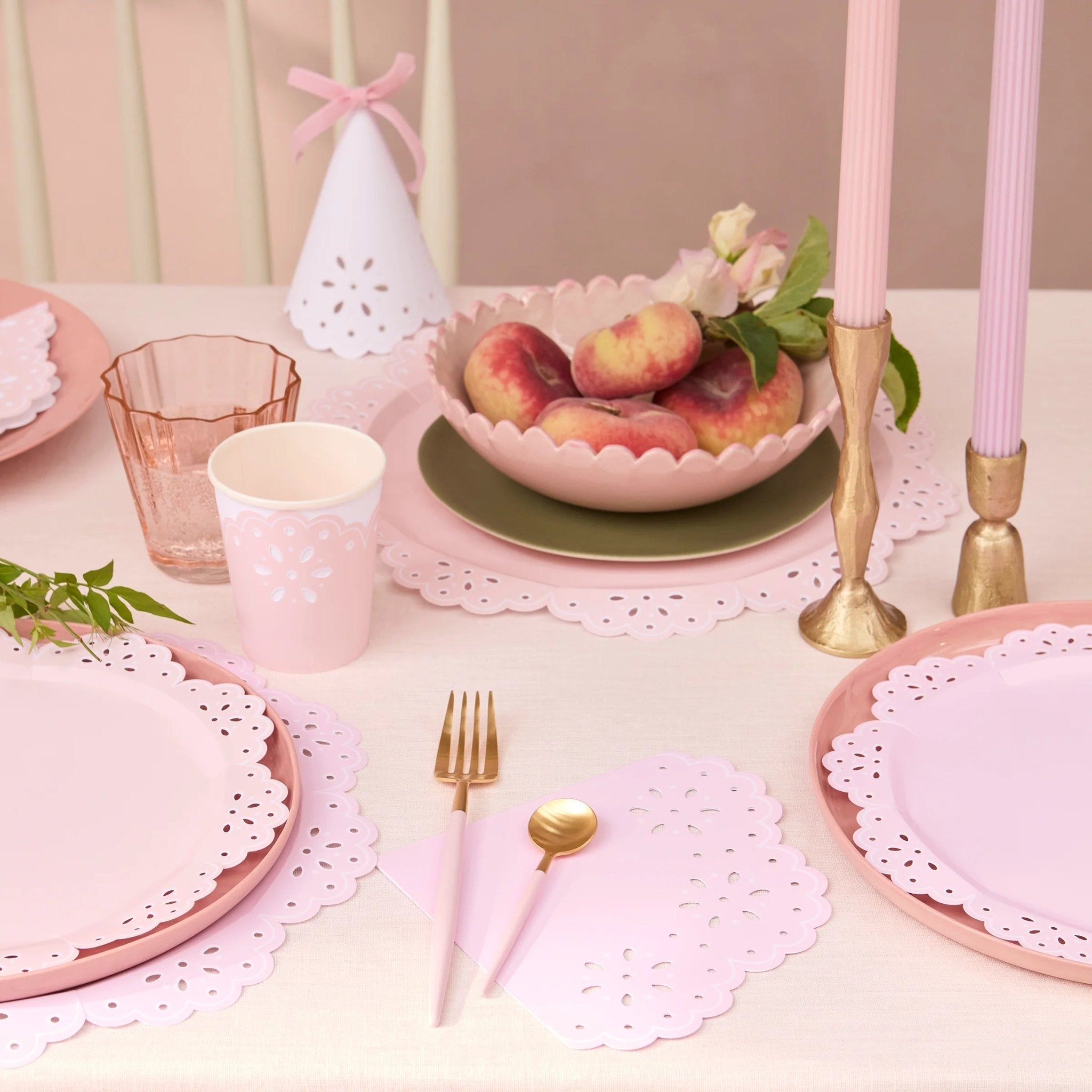 Meri Meri Party Broderie Anglaise Lace Multi Large Napkins - bubblegum market
