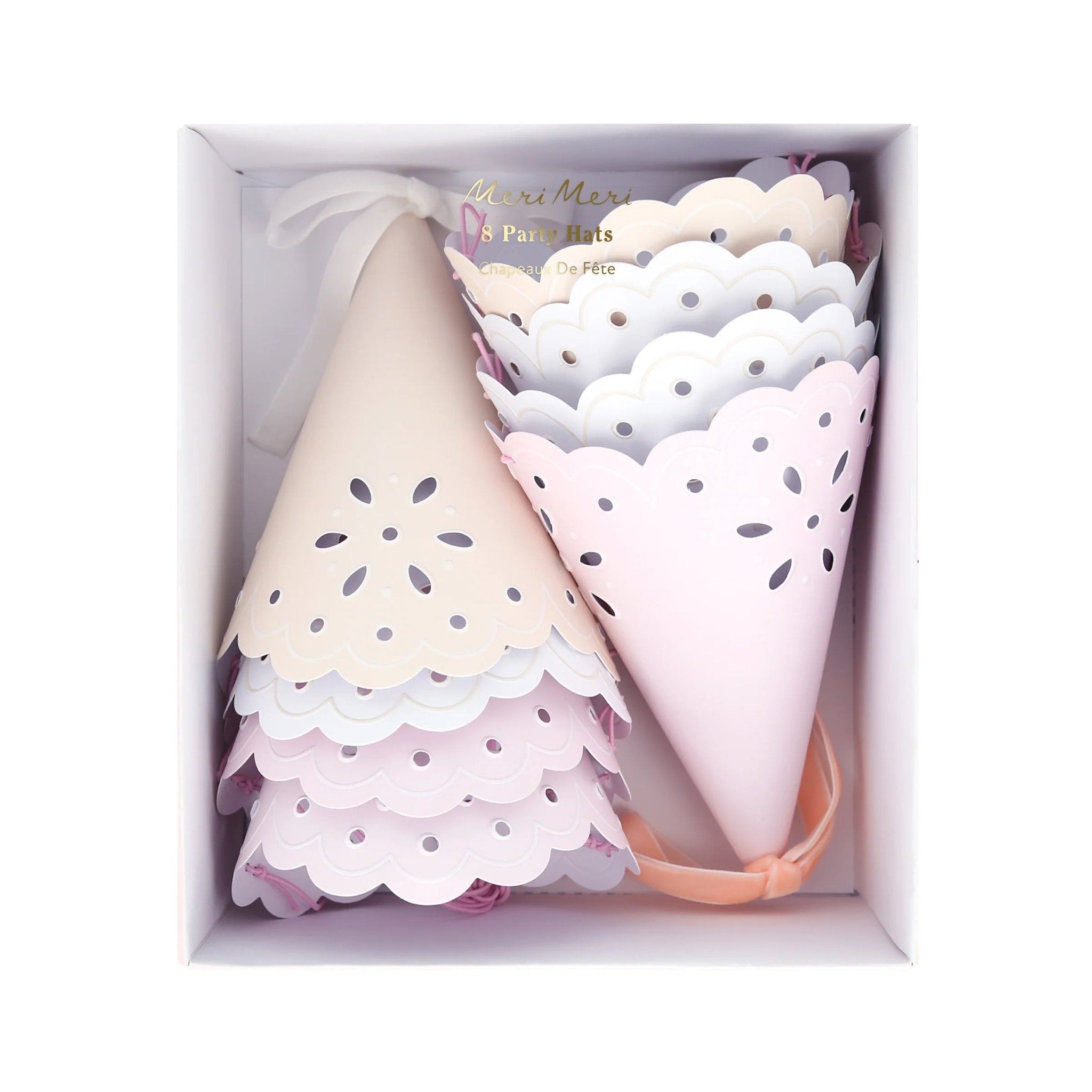 Meri Meri Party Broderie Anglaise Lace Party Hats - bubblegum market
