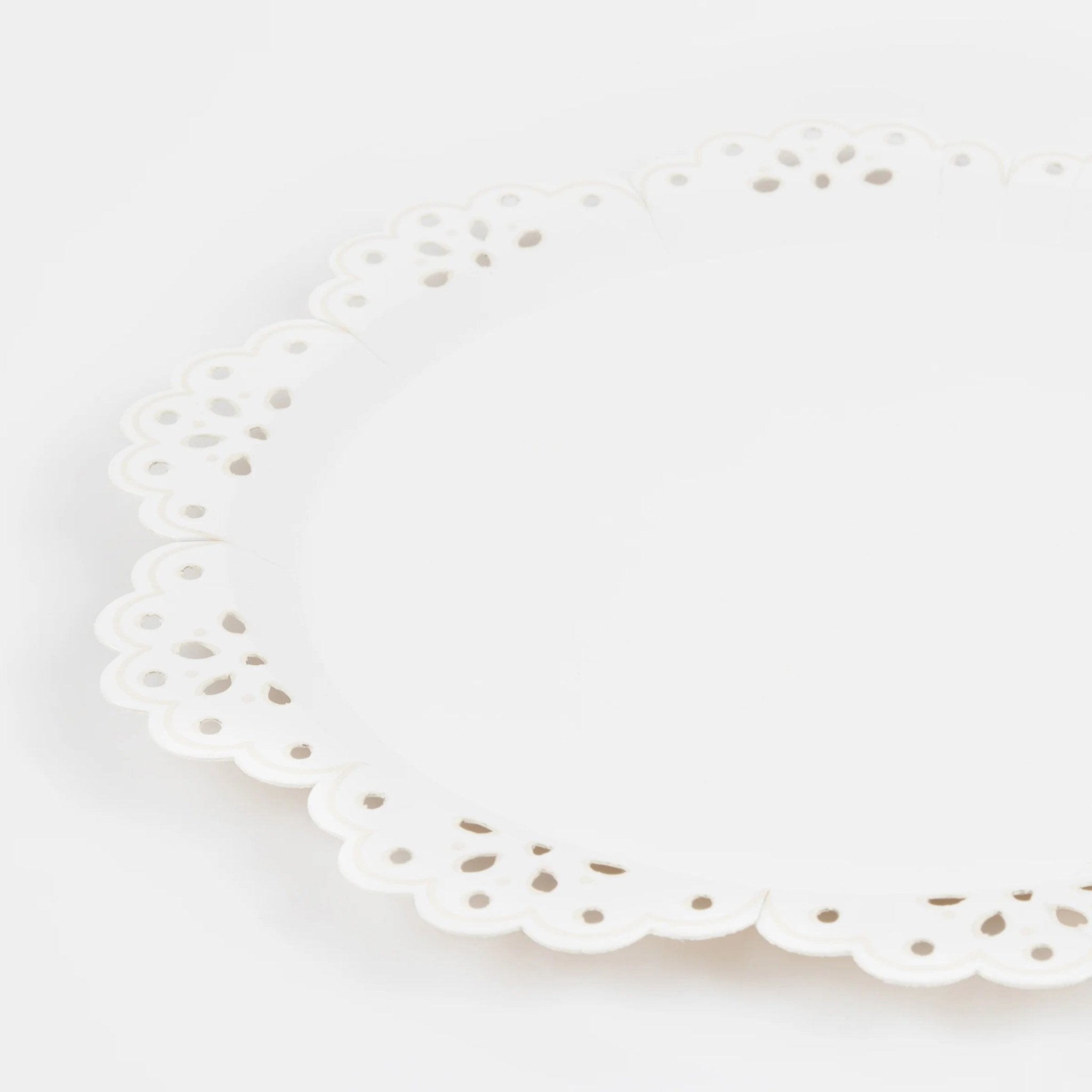 Meri Meri Party Broderie Anglaise Lace White Side Plates 10.25" - bubblegum market