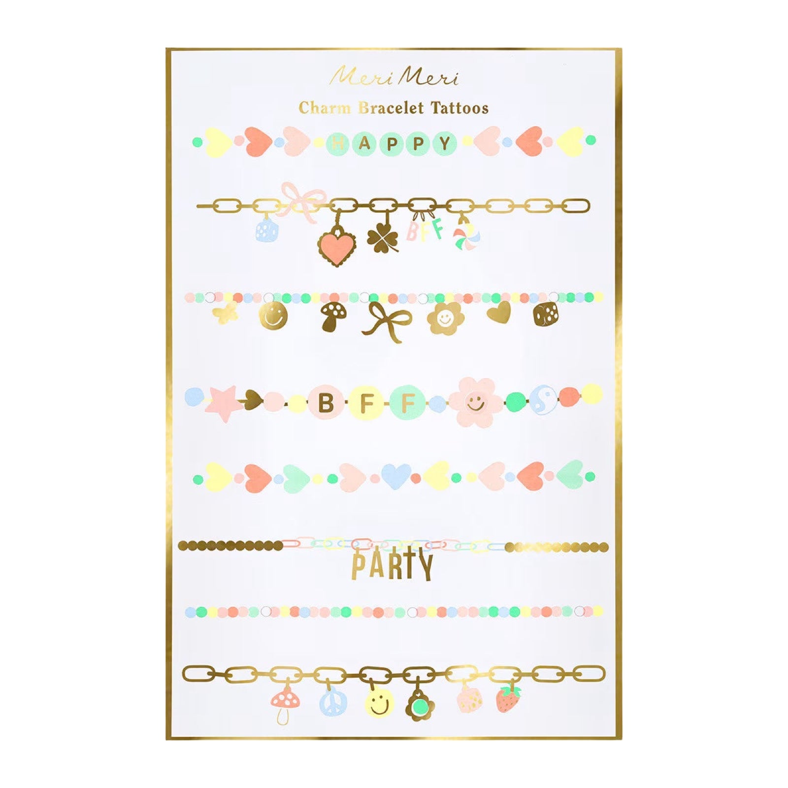 Meri Meri Party Charm Bracelet Temporary Tattoos - bubblegum market
