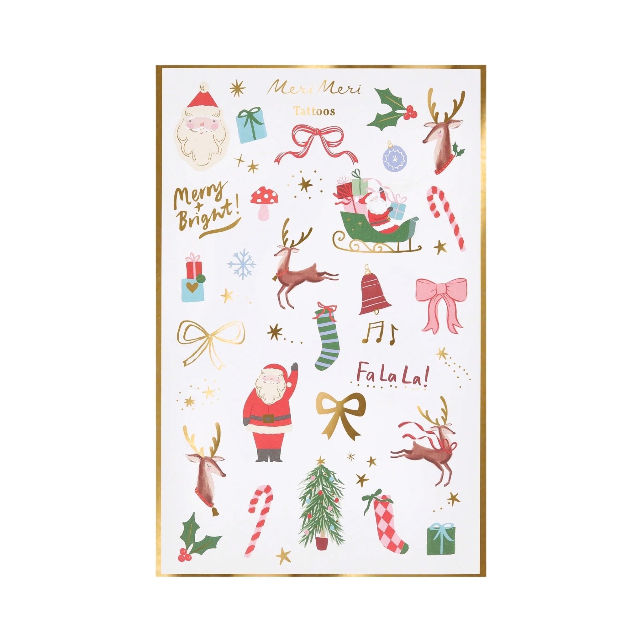 Meri Meri Party Christmas Mixed Icon Temporary Tattoos - bubblegum market