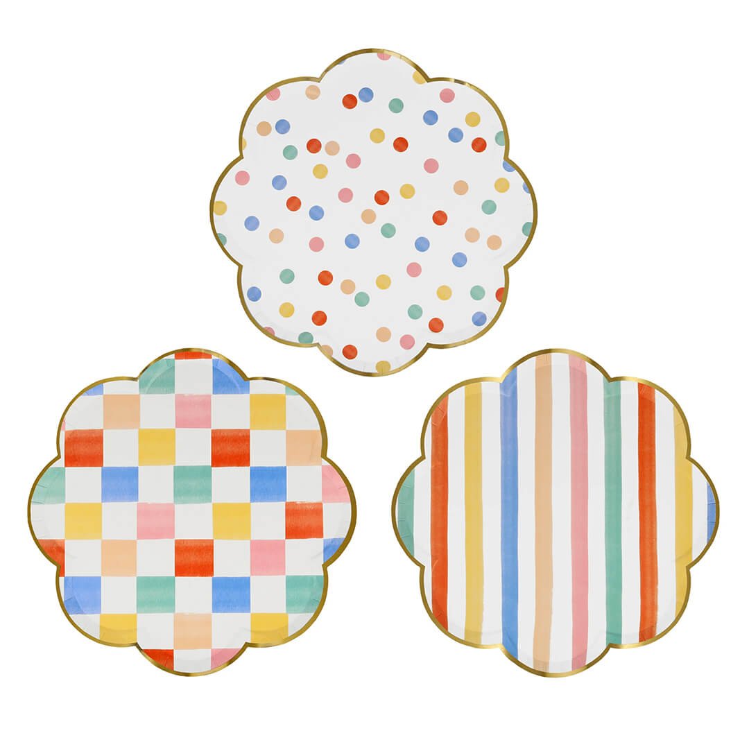 Meri Meri Party Colorful Pattern Dinner Plates 10.5" - bubblegum market