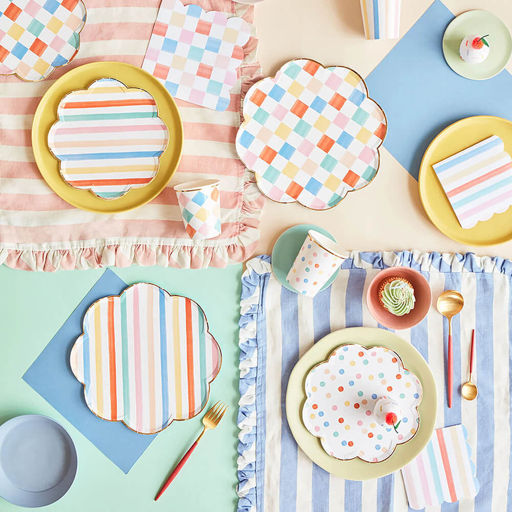 meri-meri-party-colorful-pattern-dinner-plates-stripe-checkered-diamond-polka-styled