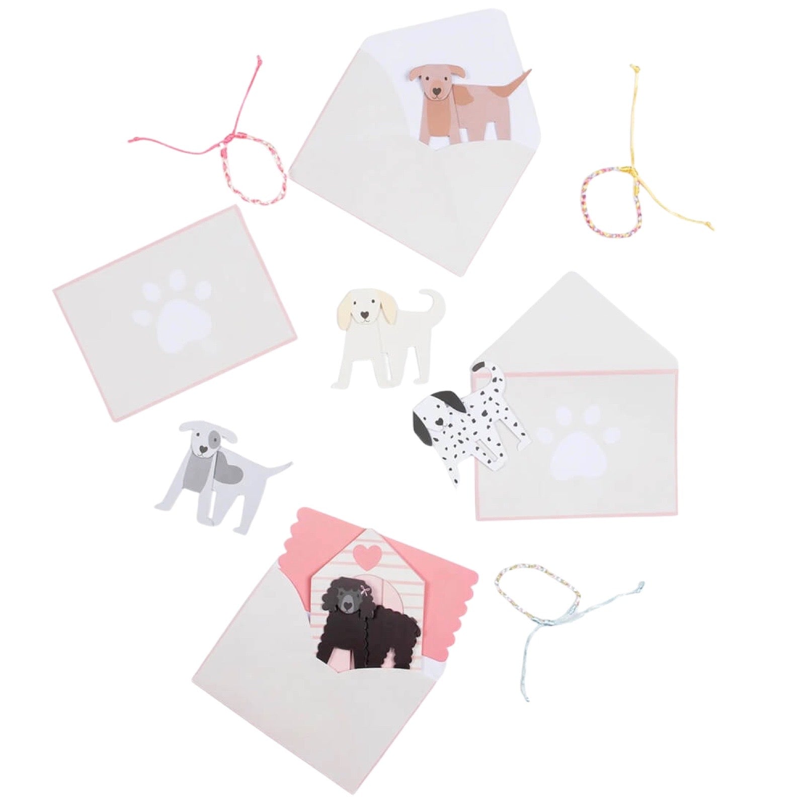Meri Meri Party Dog Valentine Cards & Friendship Bracelets Set (12ct) - bubblegum market